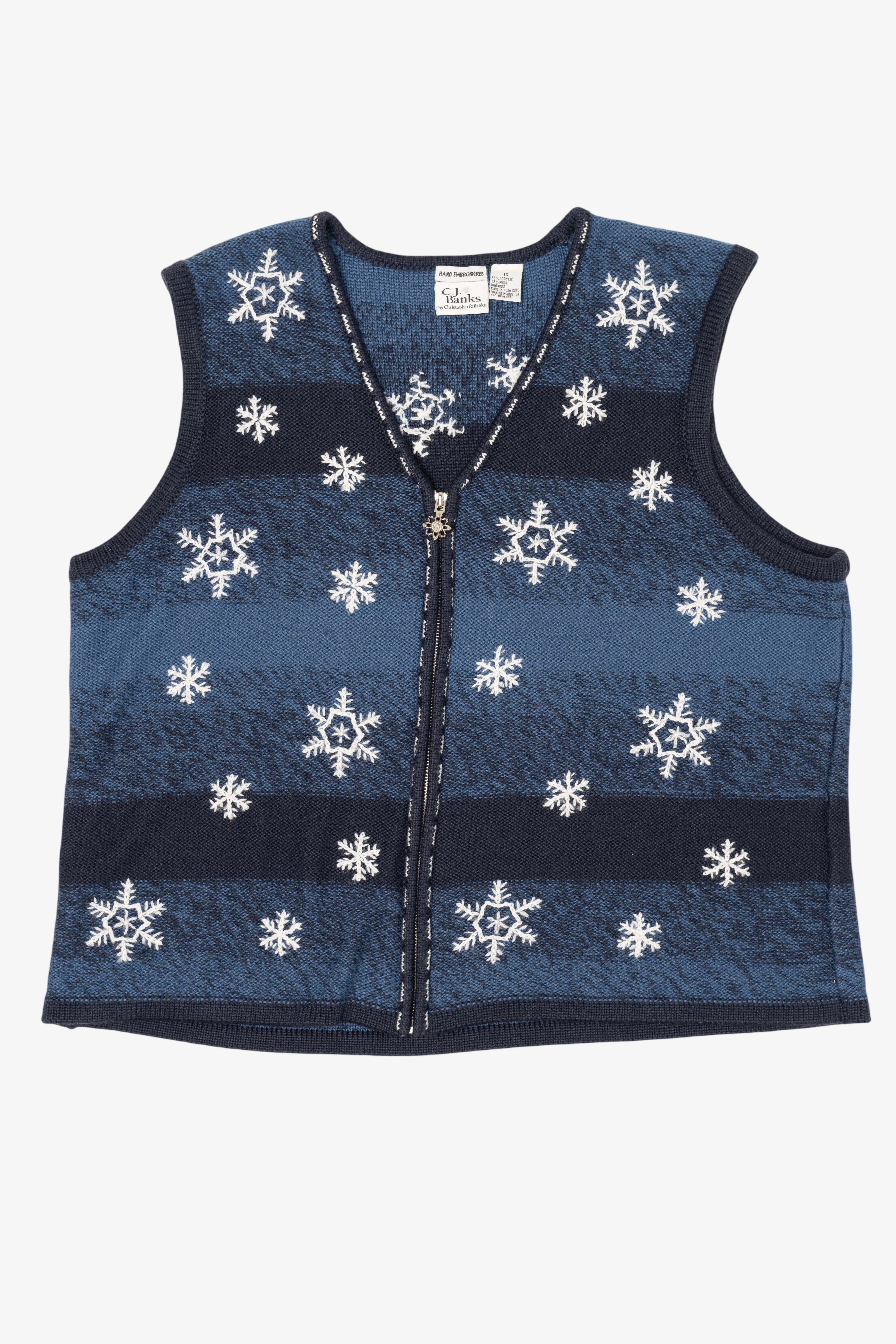Vintage Blue C.J Banks Snowflakes Ugly Christmas Vest (2000s)