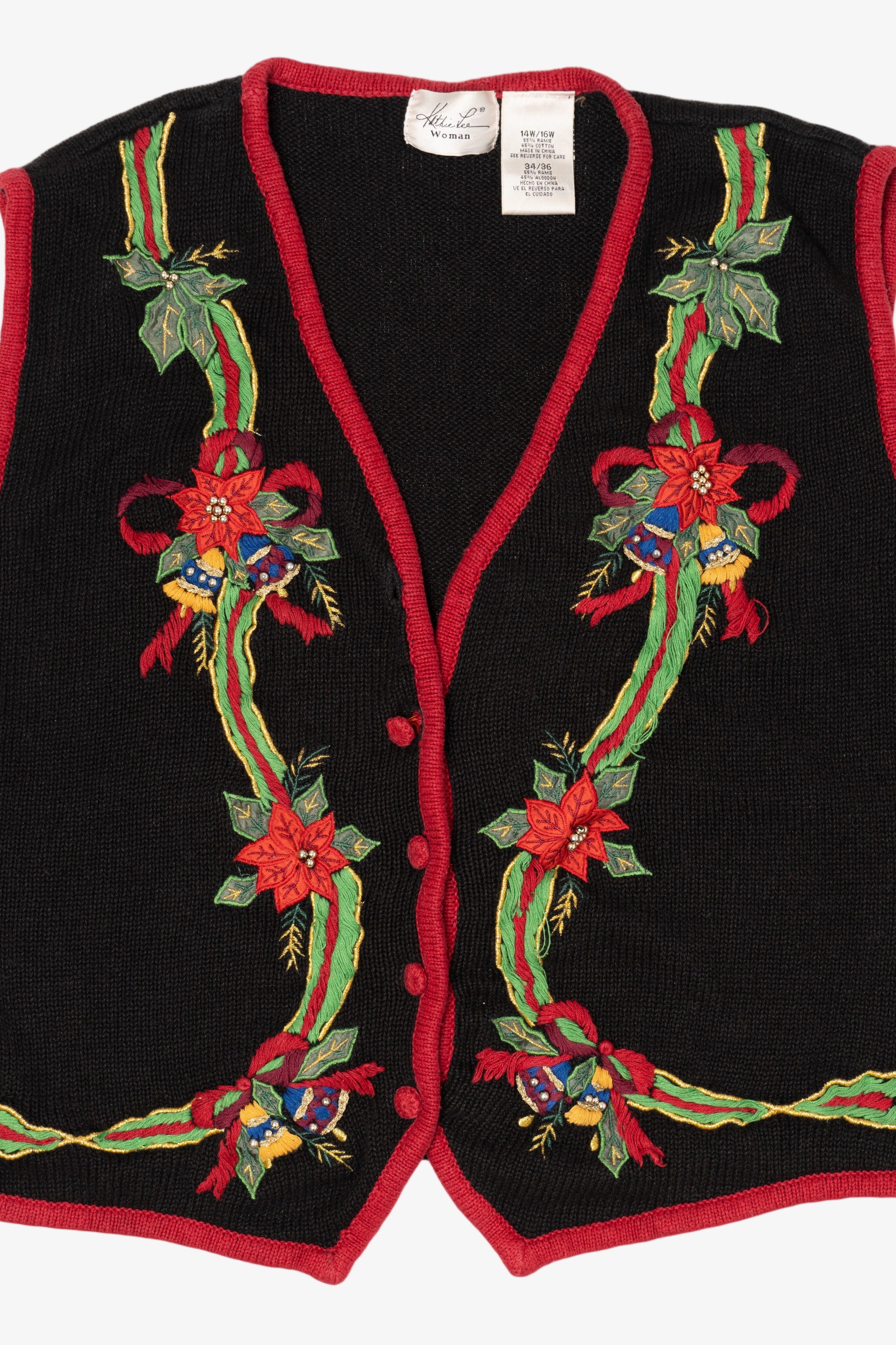Vintage Black Kathie Lee Ugly Christmas Vest (1990s)