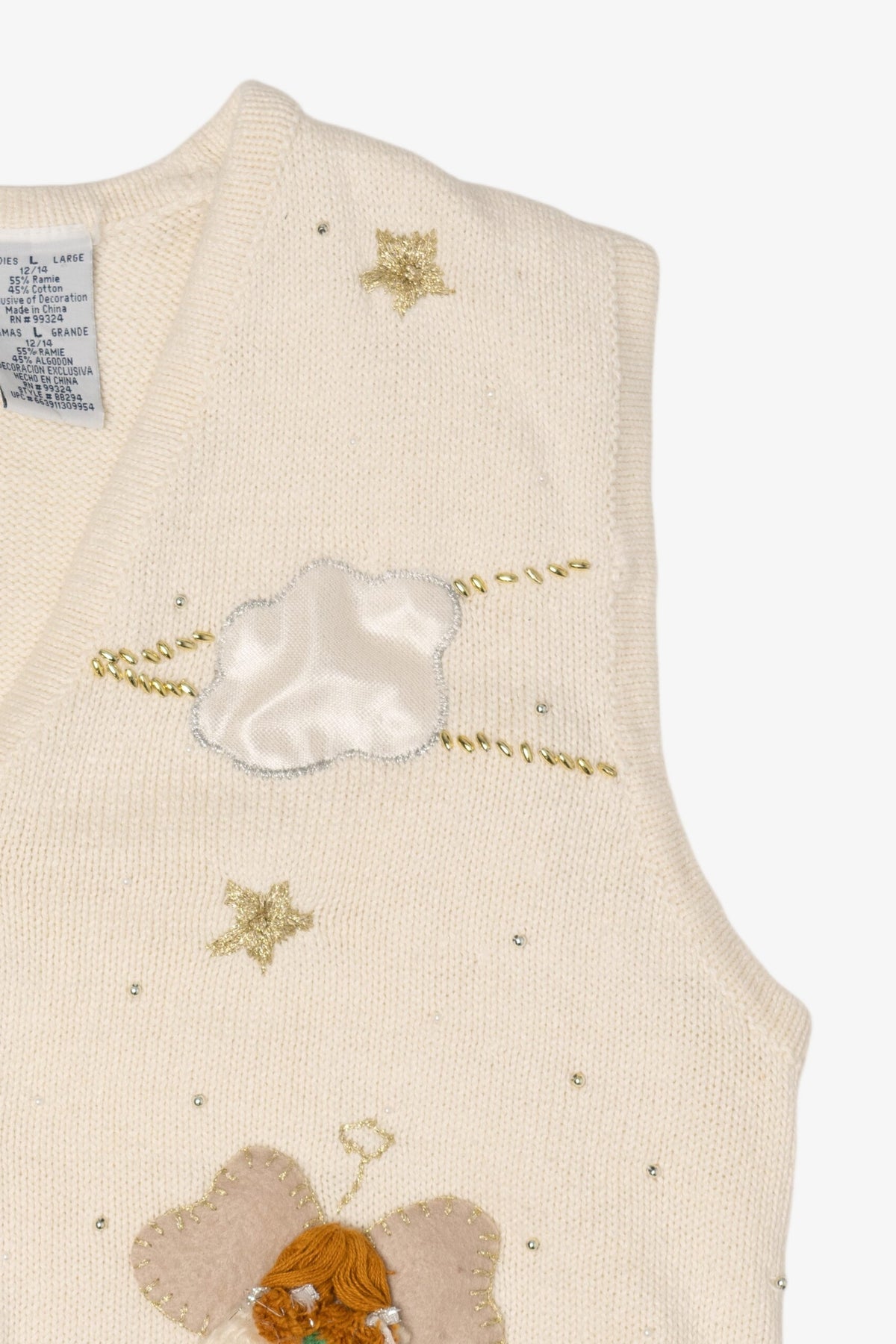 Vintage White Bobbie Brooks Angels Ugly Christmas Vest (1990s)