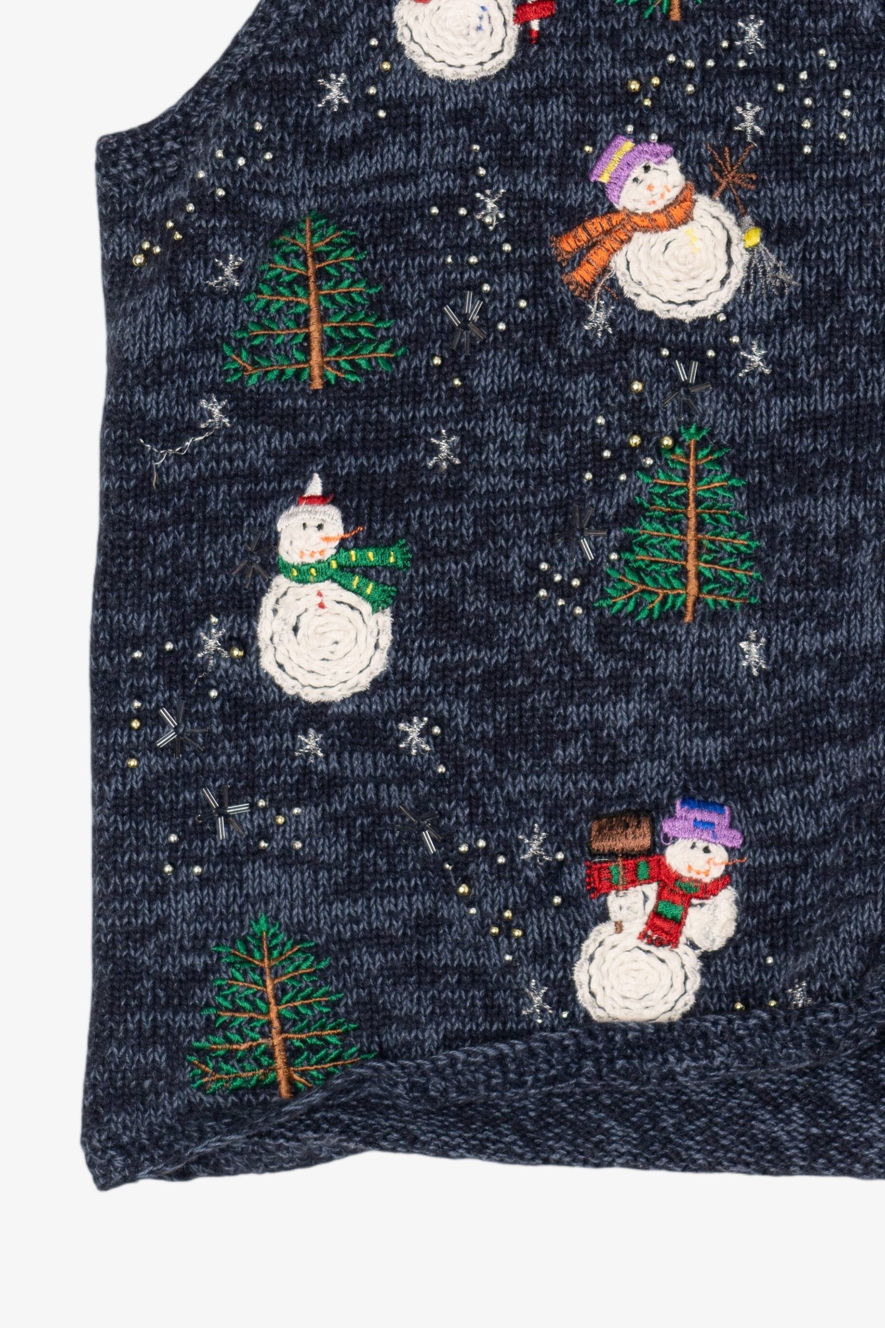 Vintage Blue Designers Originals Studio Snowmen Ugly Christmas Vest (1990s)