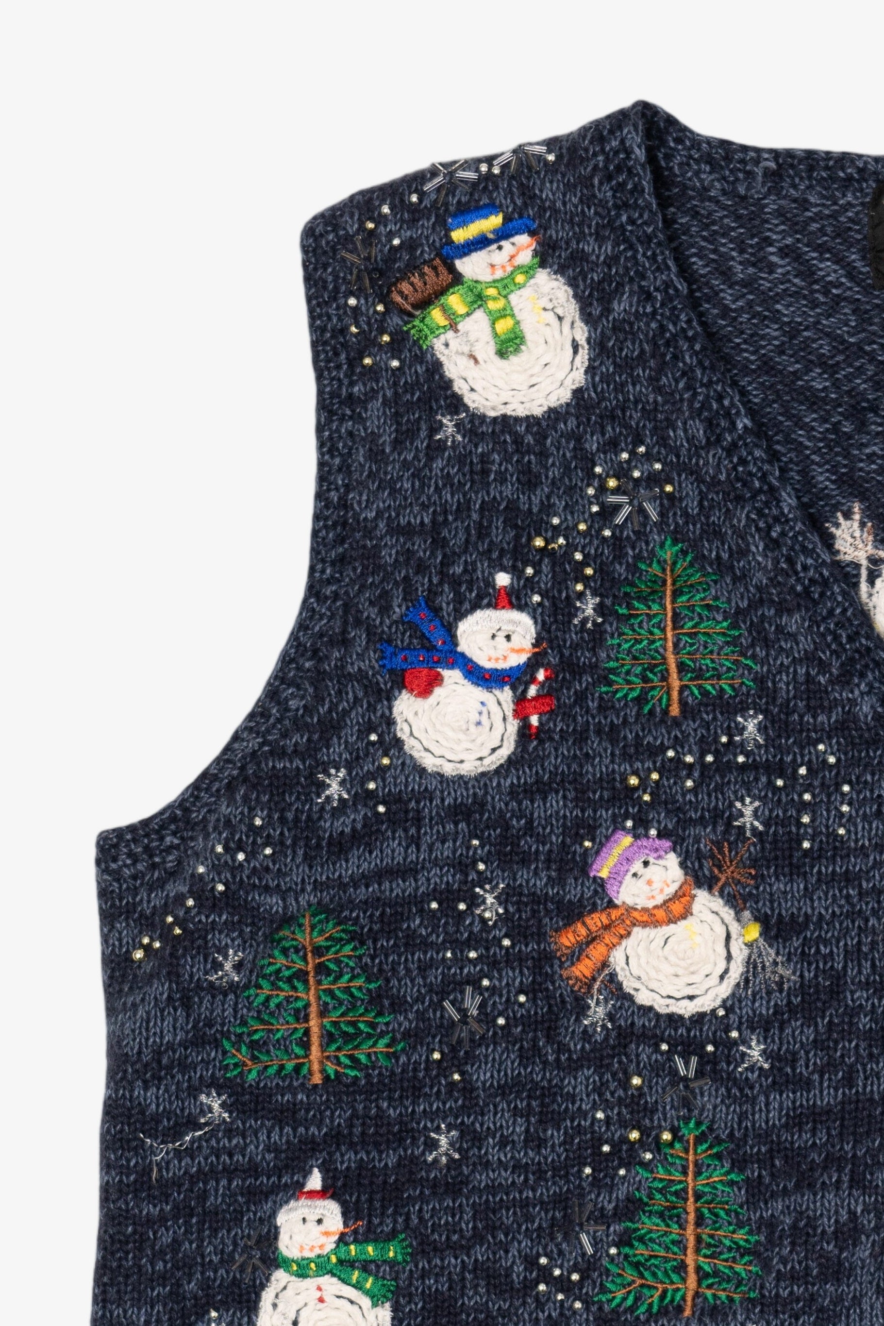 Vintage Blue Designers Originals Studio Snowmen Ugly Christmas Vest (1990s)