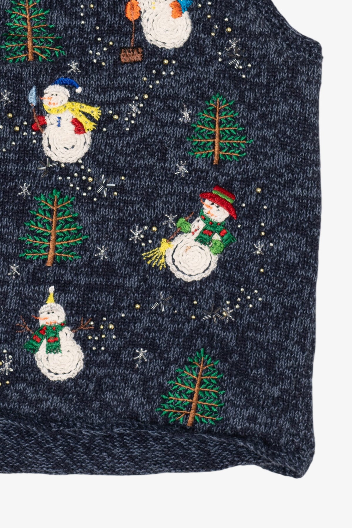 Vintage Blue Designers Originals Studio Snowmen Ugly Christmas Vest (1990s)