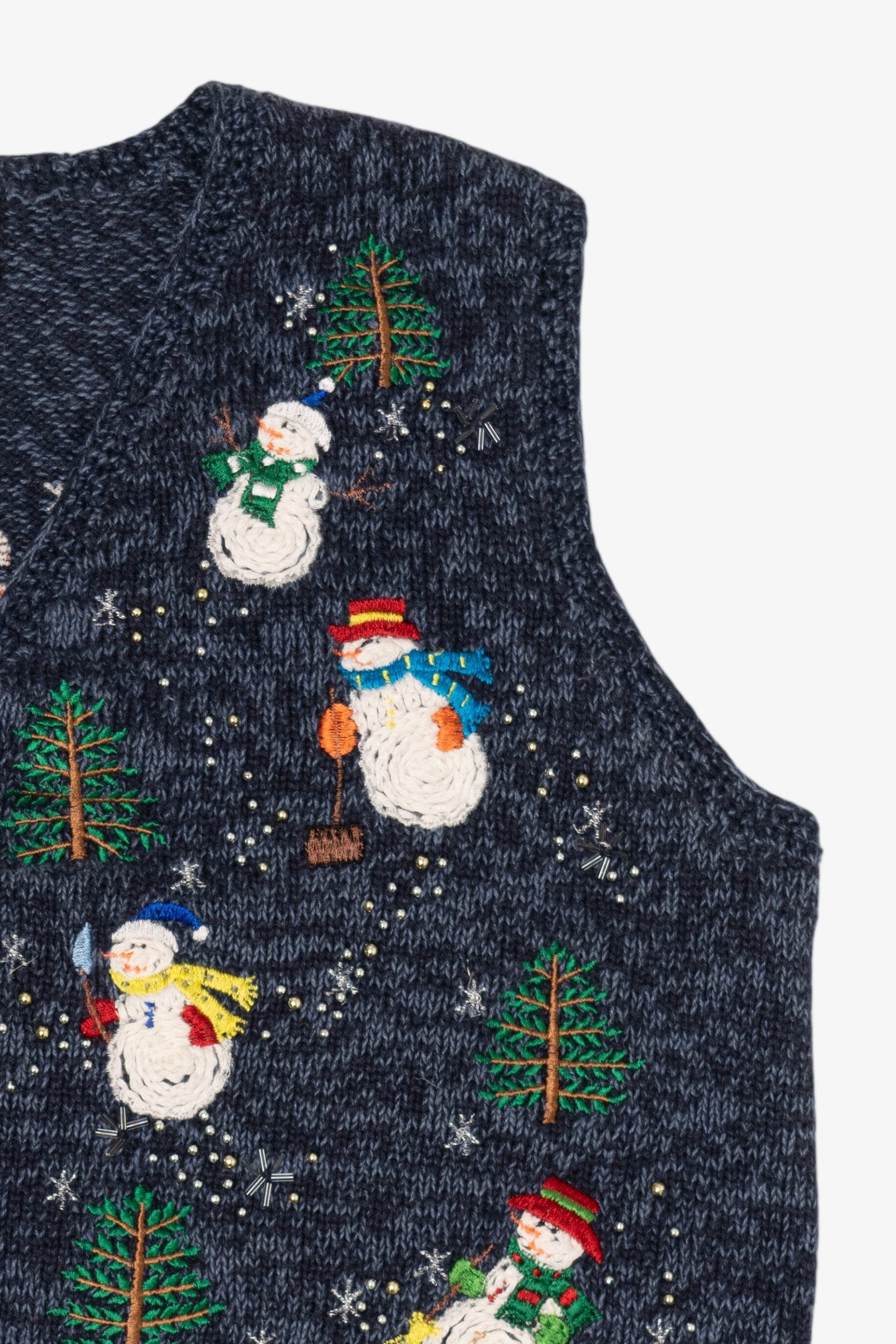Vintage Blue Designers Originals Studio Snowmen Ugly Christmas Vest (1990s)