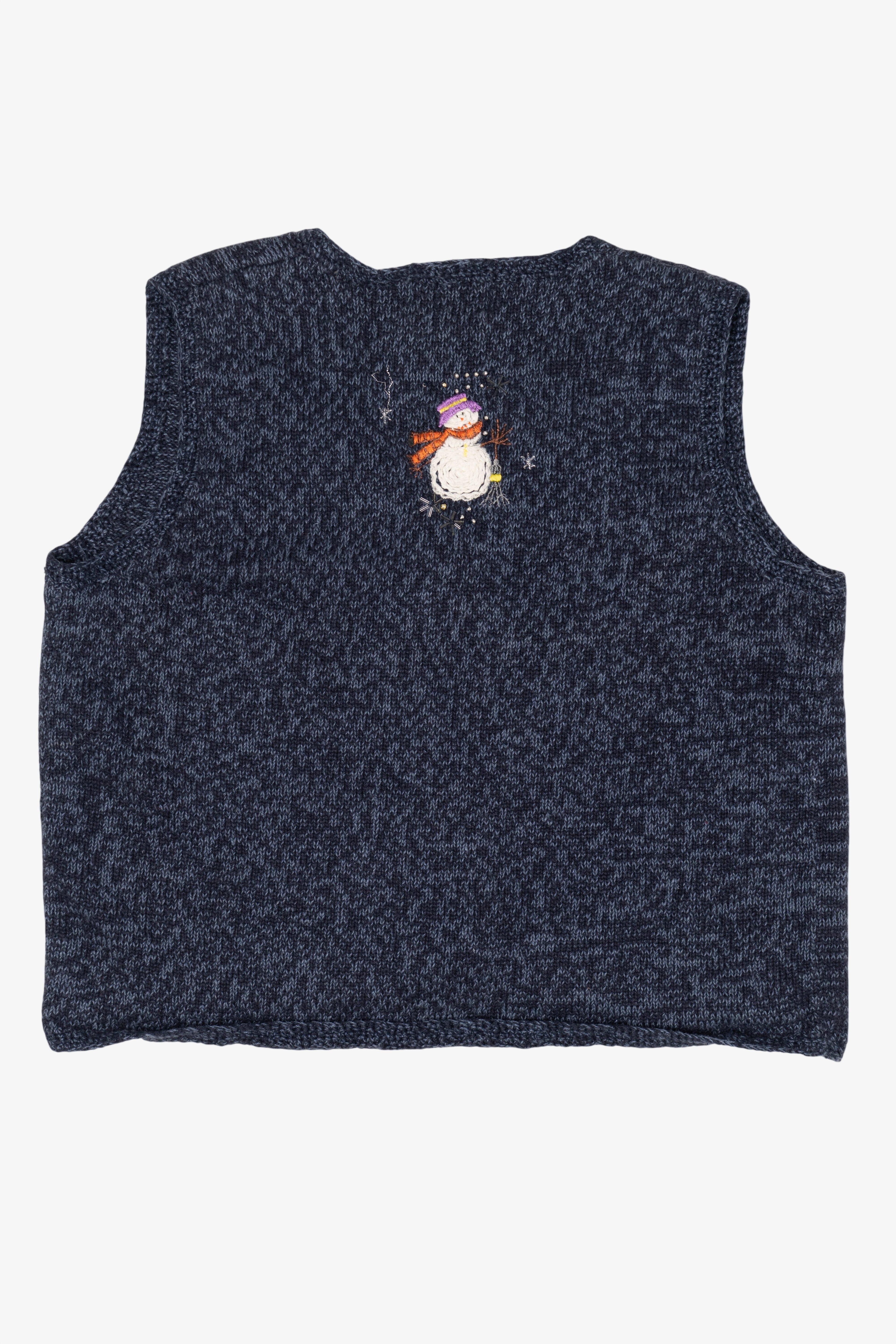 Vintage Blue Designers Originals Studio Snowmen Ugly Christmas Vest (1990s)