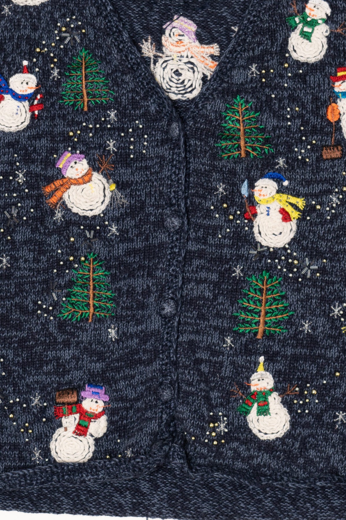 Vintage Blue Designers Originals Studio Snowmen Ugly Christmas Vest (1990s)