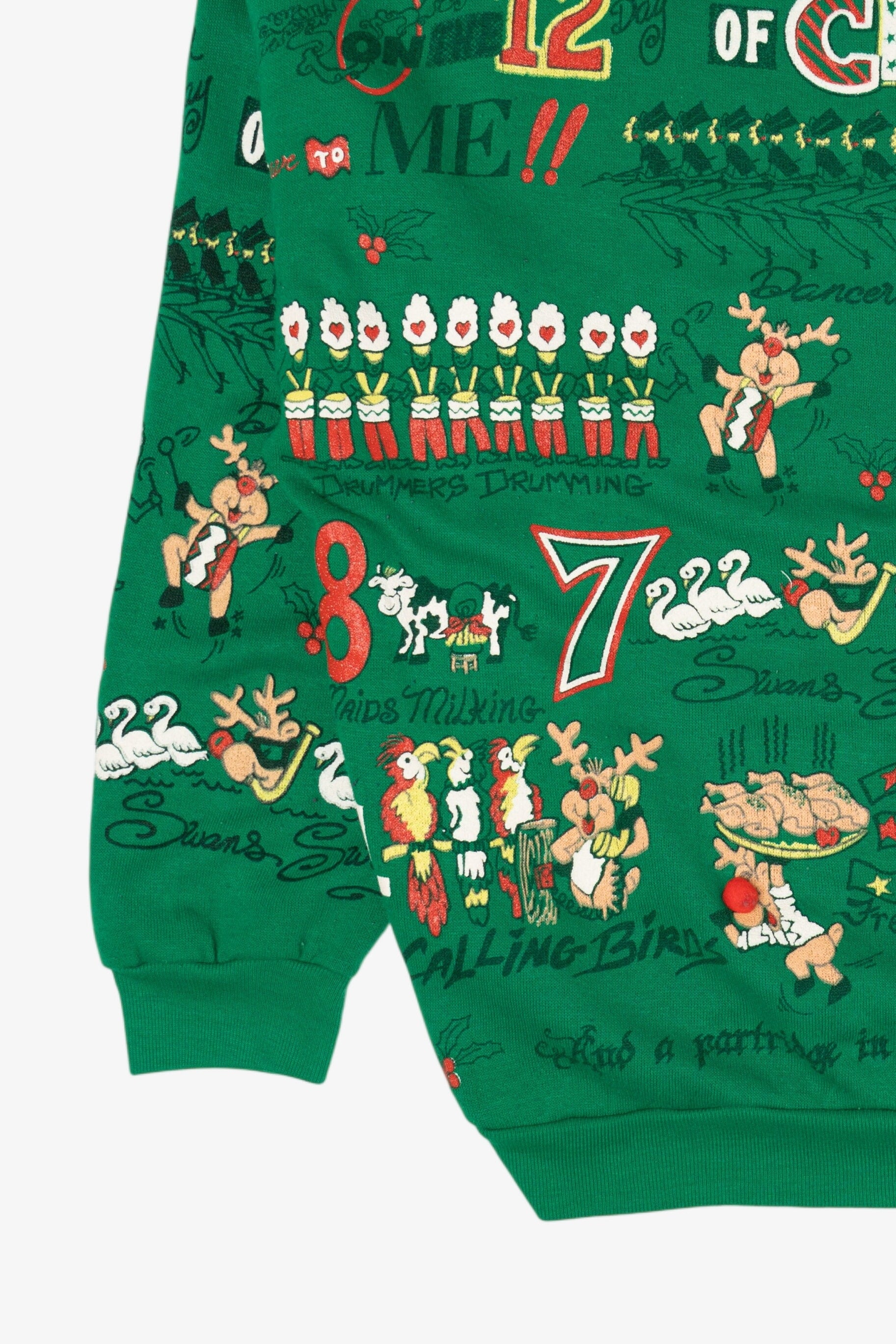 Vintage Green 12 Days Of Christmas Ugly Christmas Sweatshirt (1990s)