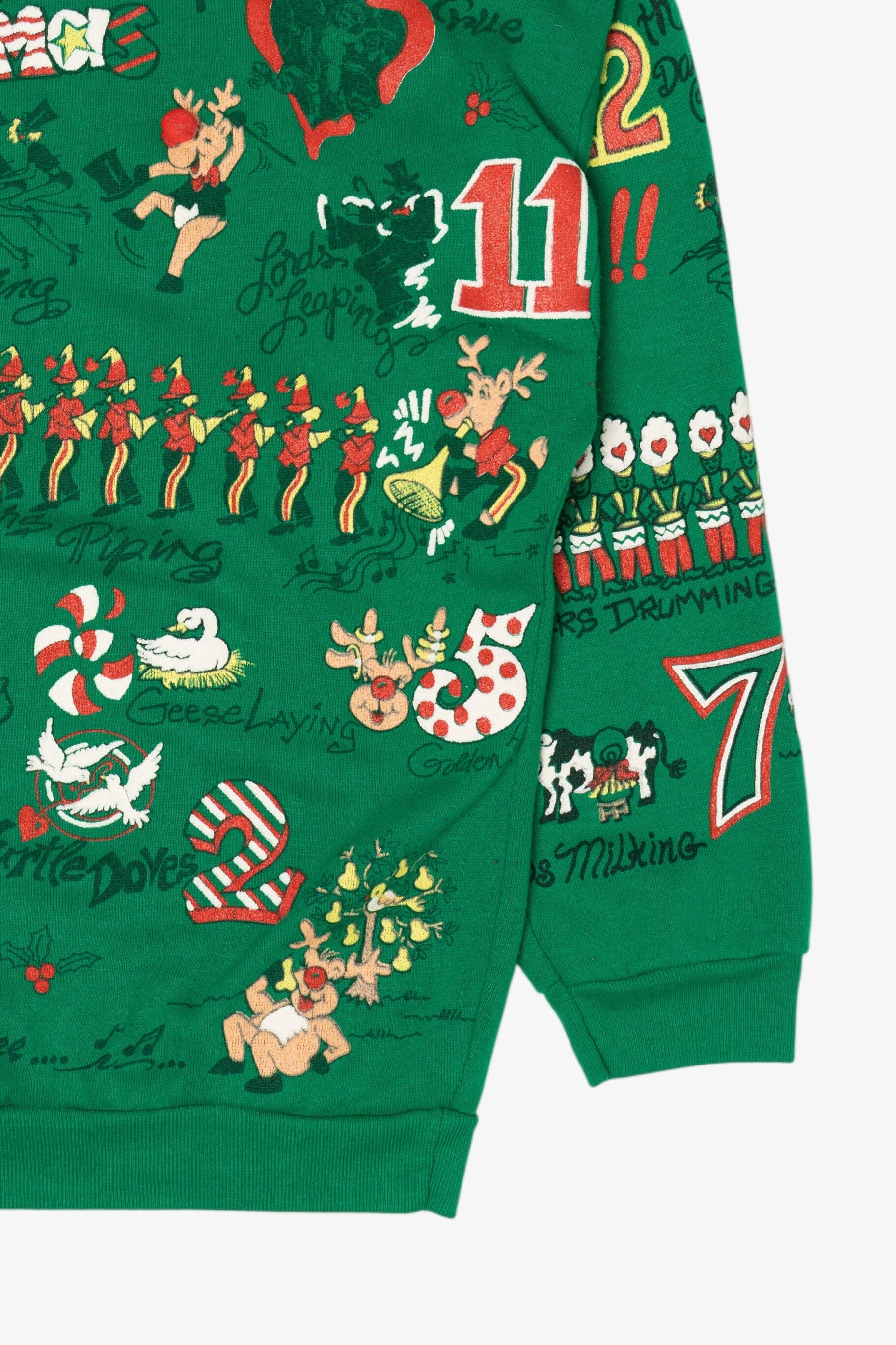 Vintage Green 12 Days Of Christmas Ugly Christmas Sweatshirt (1990s)
