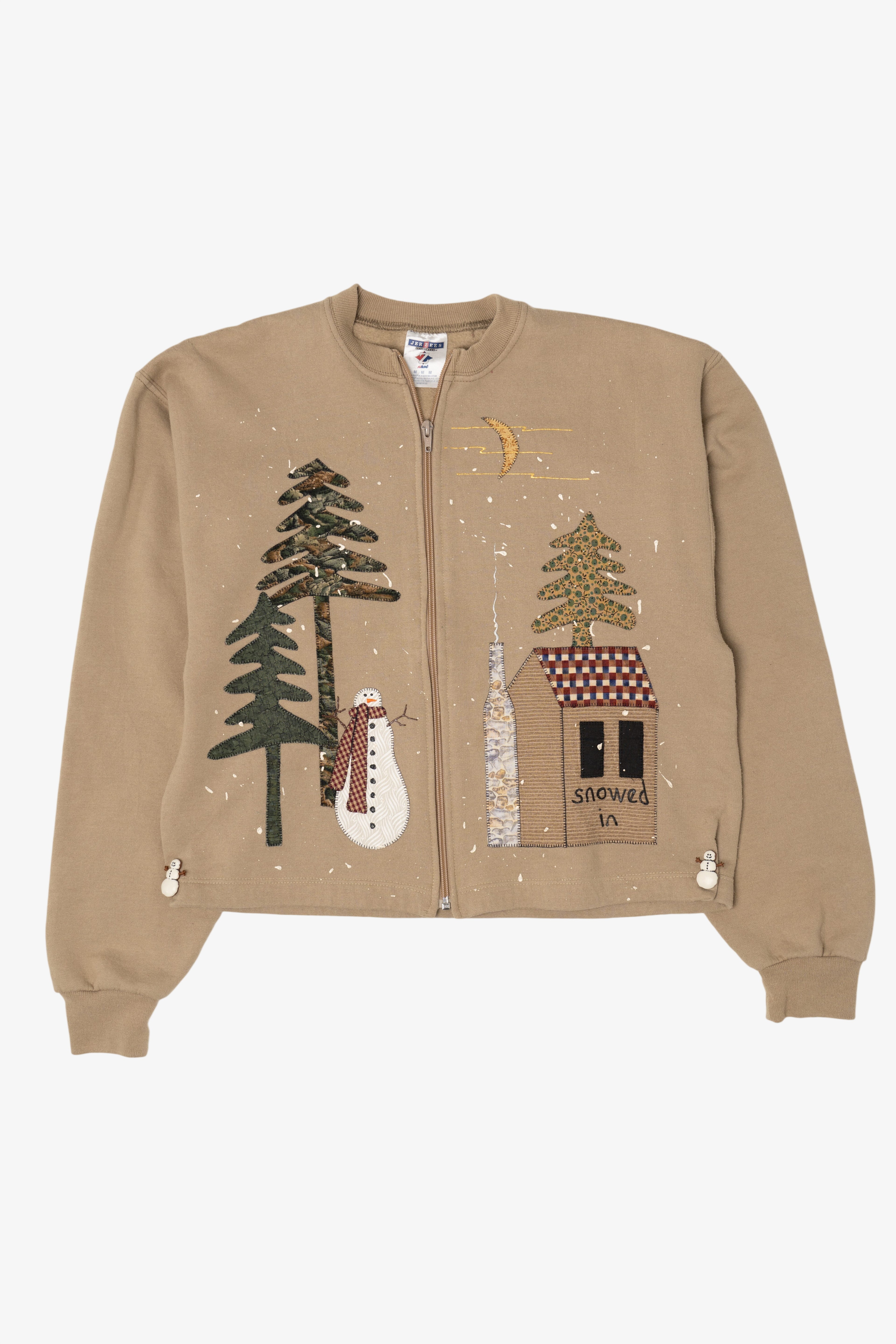 Beige Jerzees Snowmen Ugly Christmas Sweatshirt (2010s)