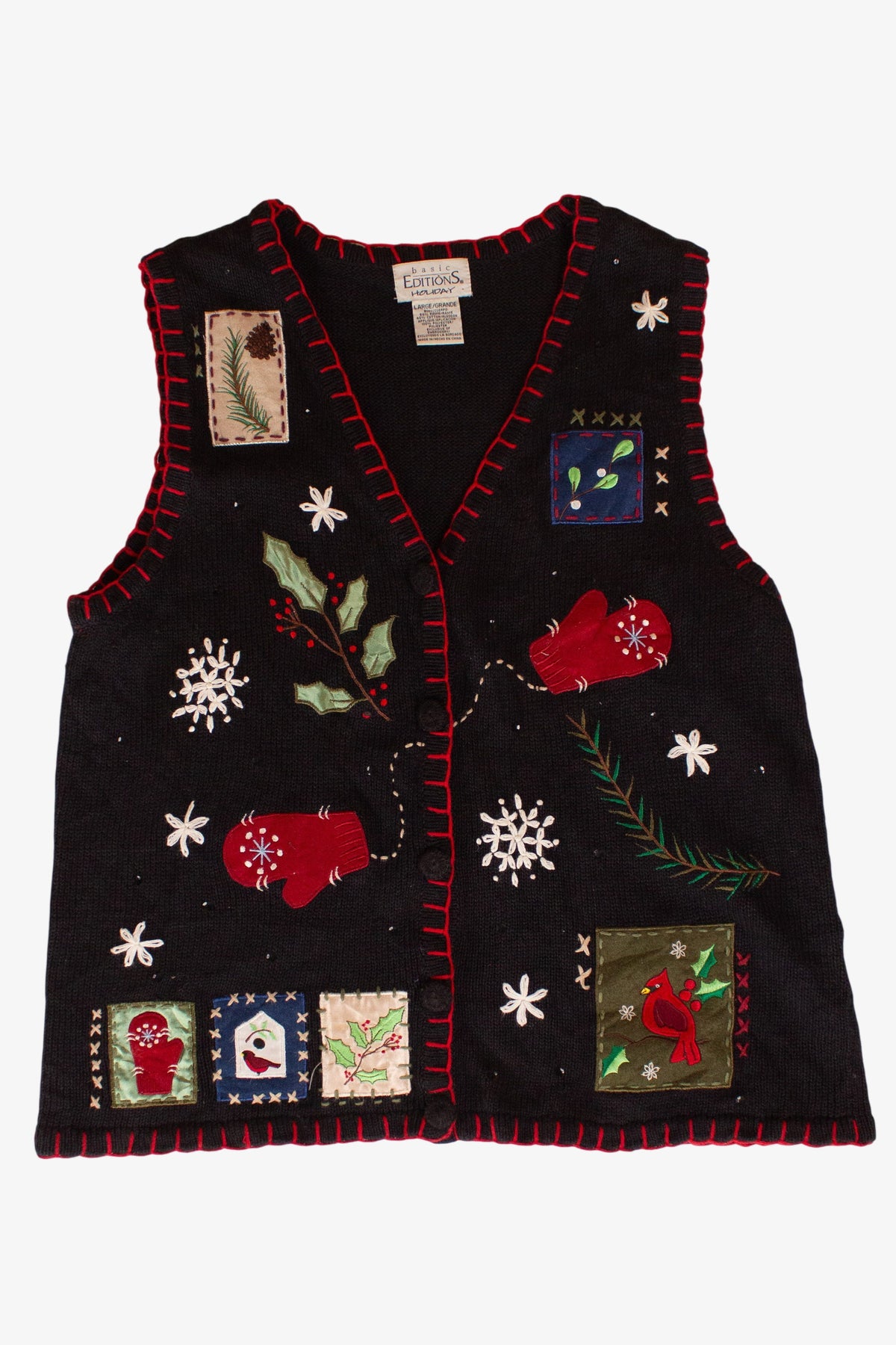 Vintage Black Basic Editions Ugly Christmas Vest (1990s)