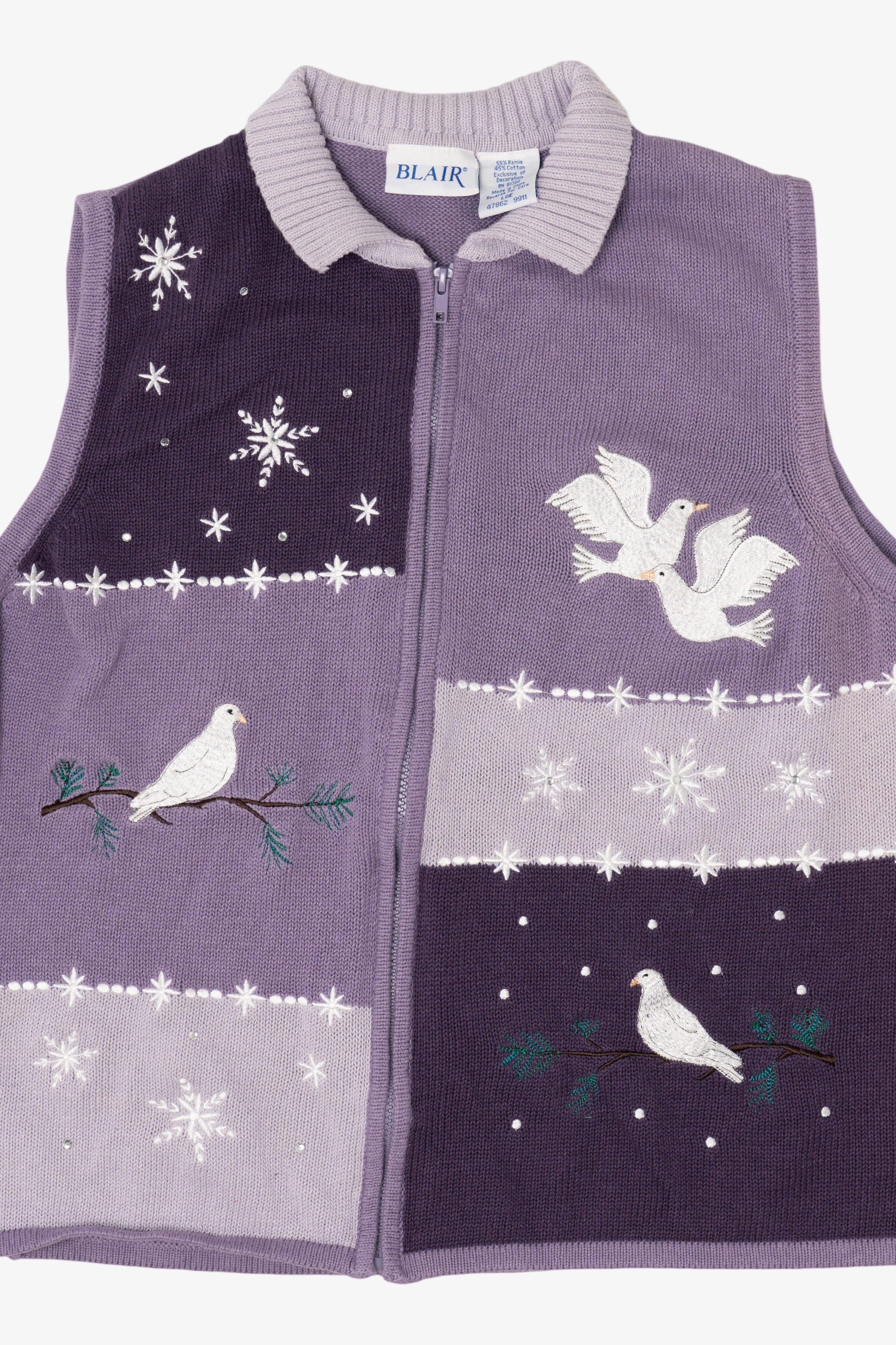 Vintage Purple Blair Doves Ugly Christmas Vest (1990s)