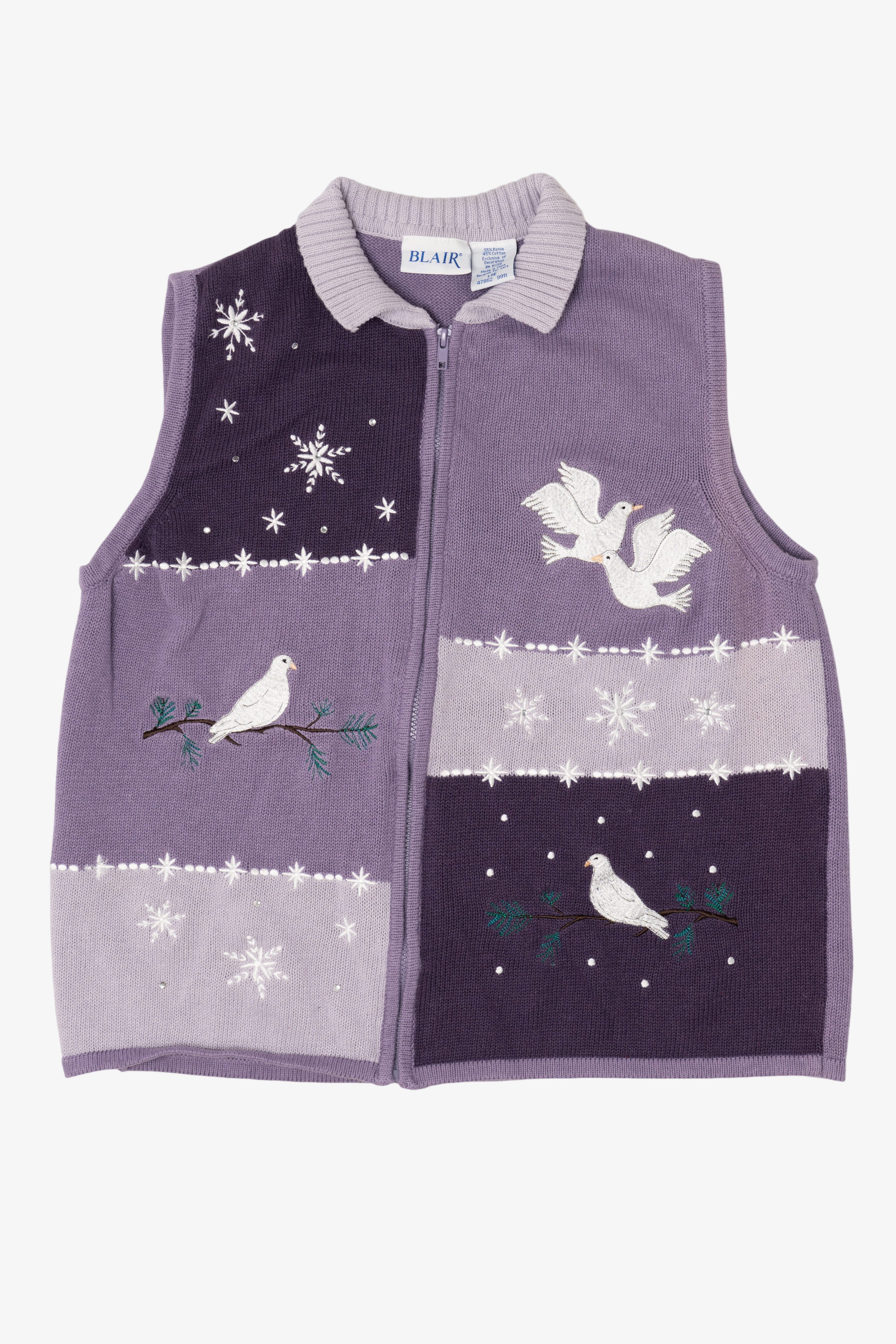 Vintage Purple Blair Doves Ugly Christmas Vest (1990s)