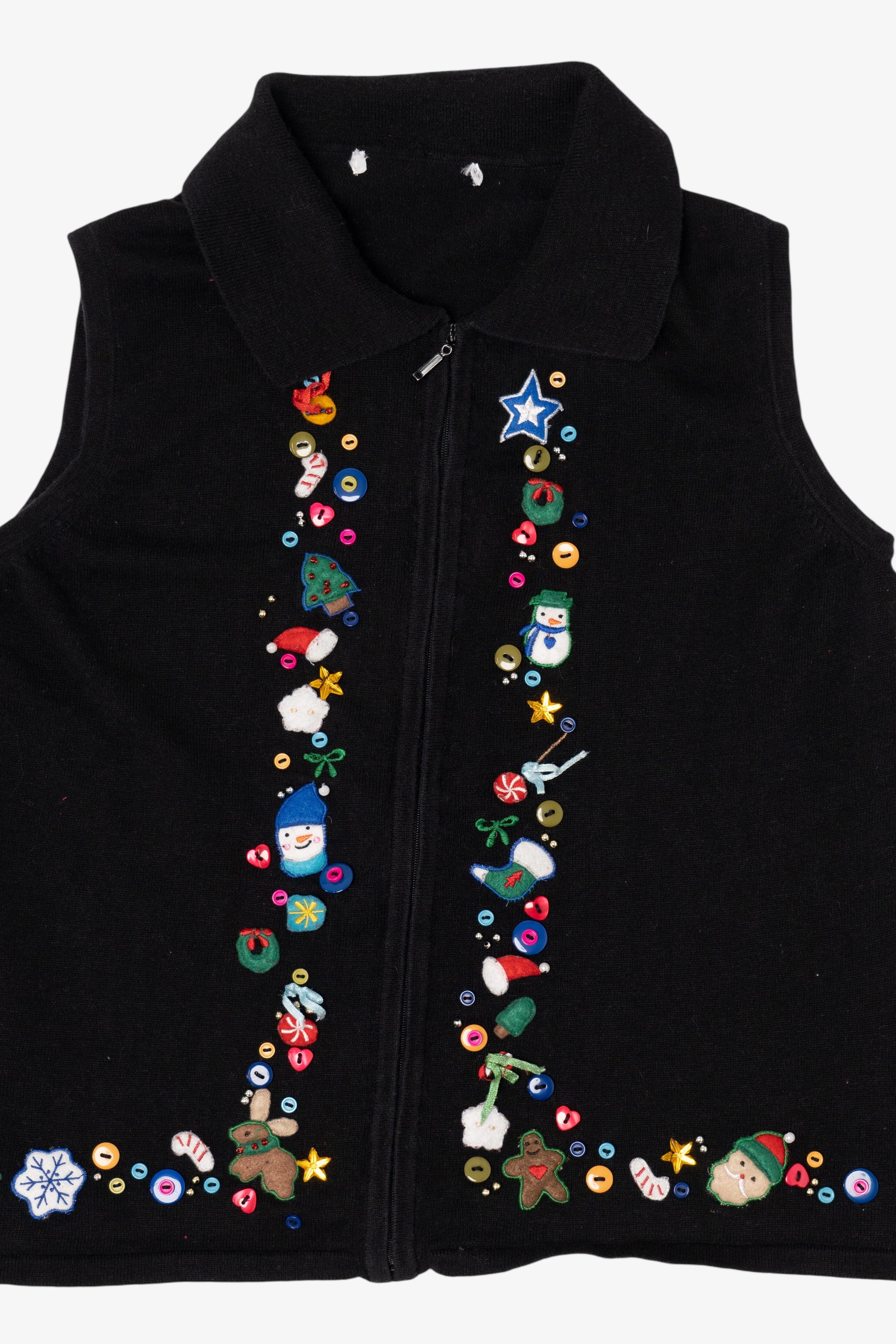 Vintage Black Buttons Ugly Christmas Vest (1990s)