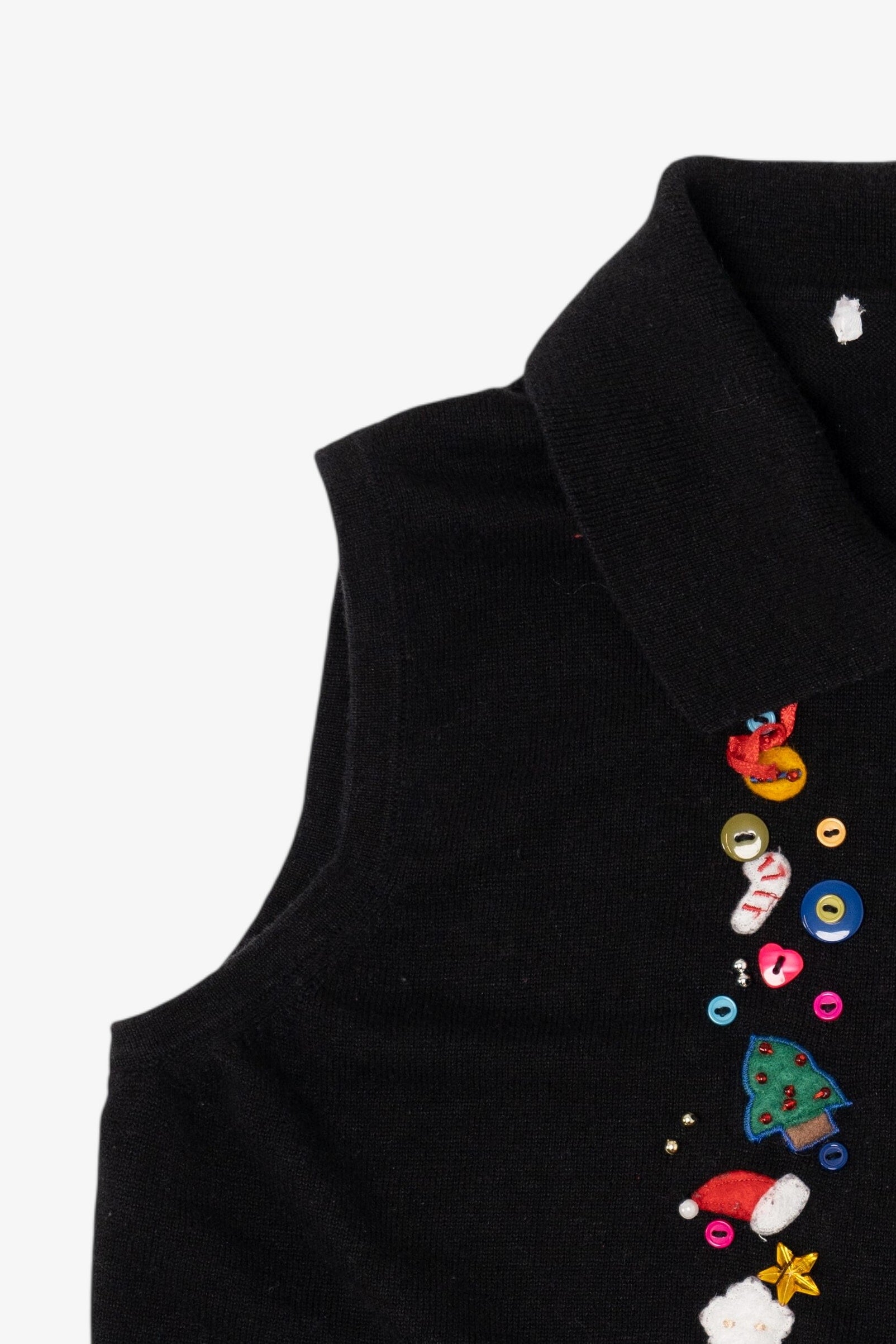 Vintage Black Buttons Ugly Christmas Vest (1990s)