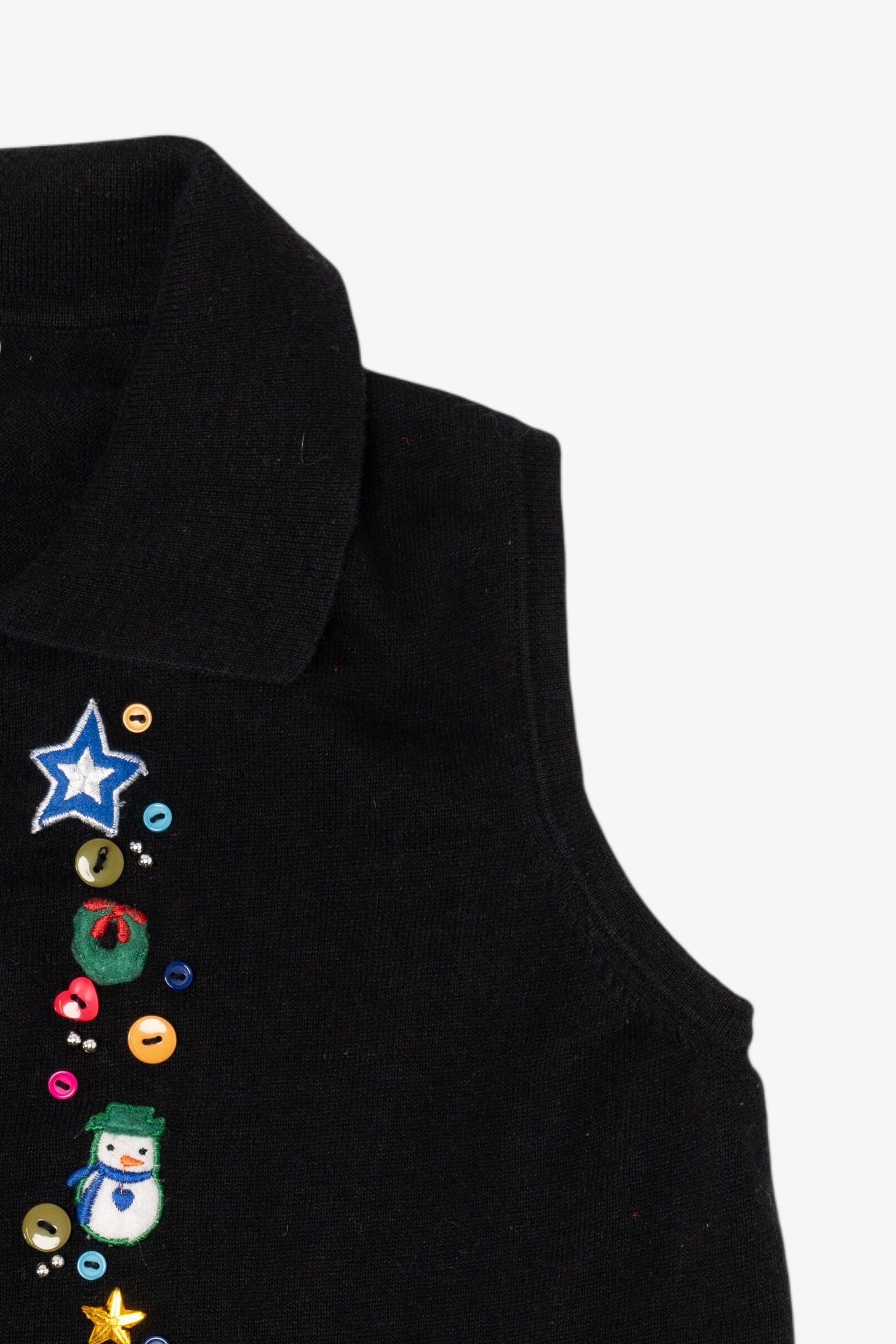 Vintage Black Buttons Ugly Christmas Vest (1990s)