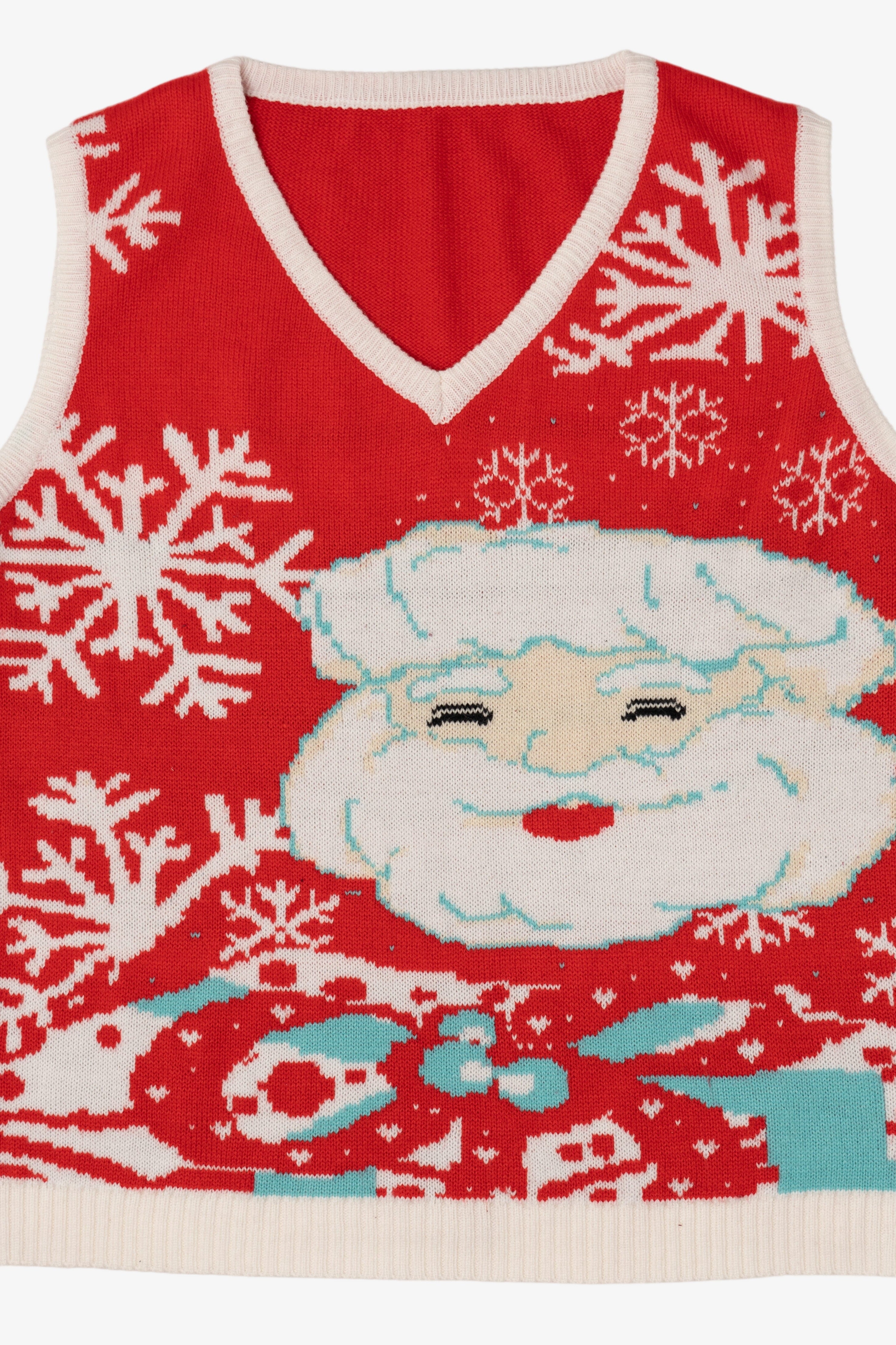Vintage Red Santa Face Ugly Christmas Vest (2000s)
