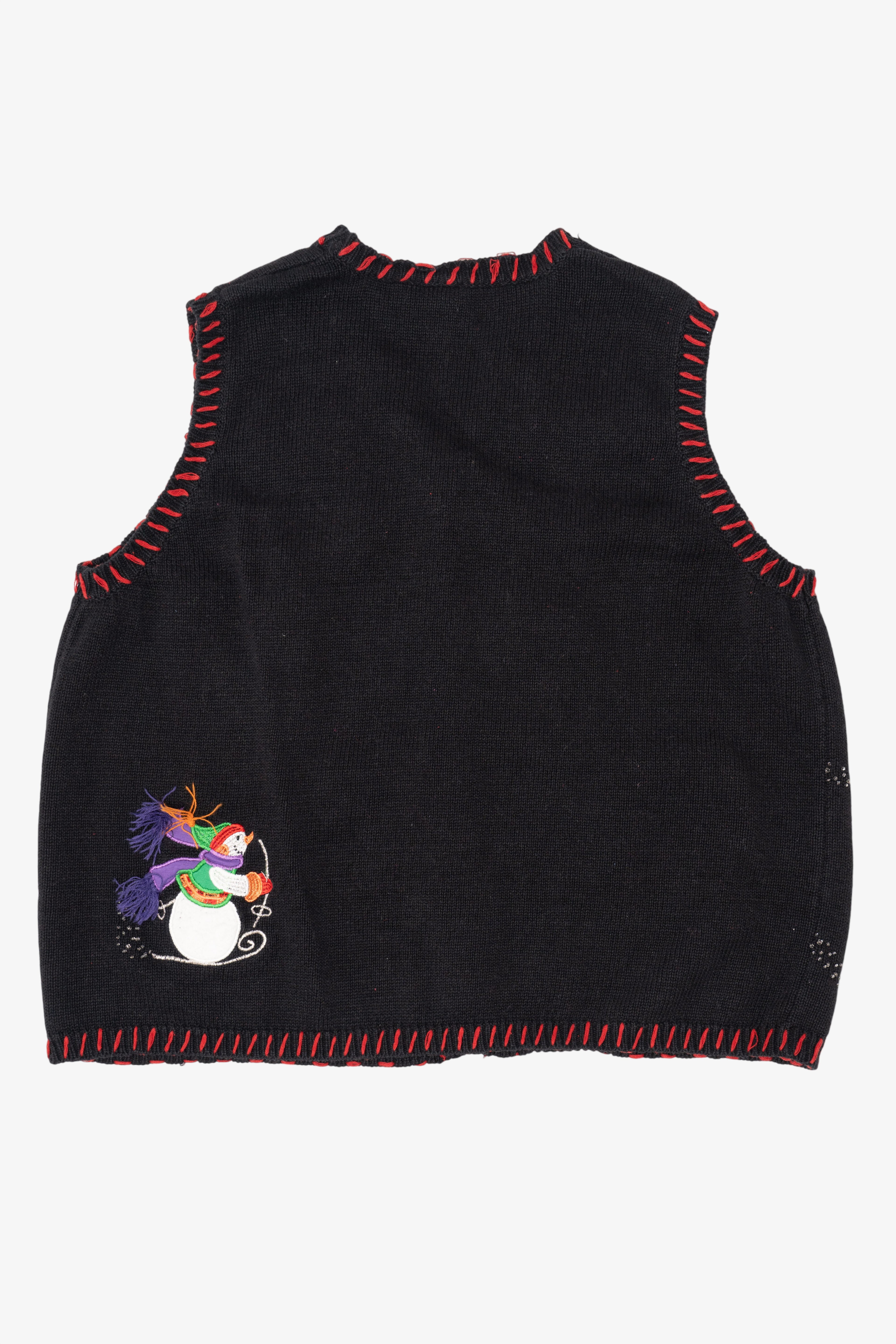 Vintage Black Holiday Editions Snowmen Ugly Christmas Vest (1990s)