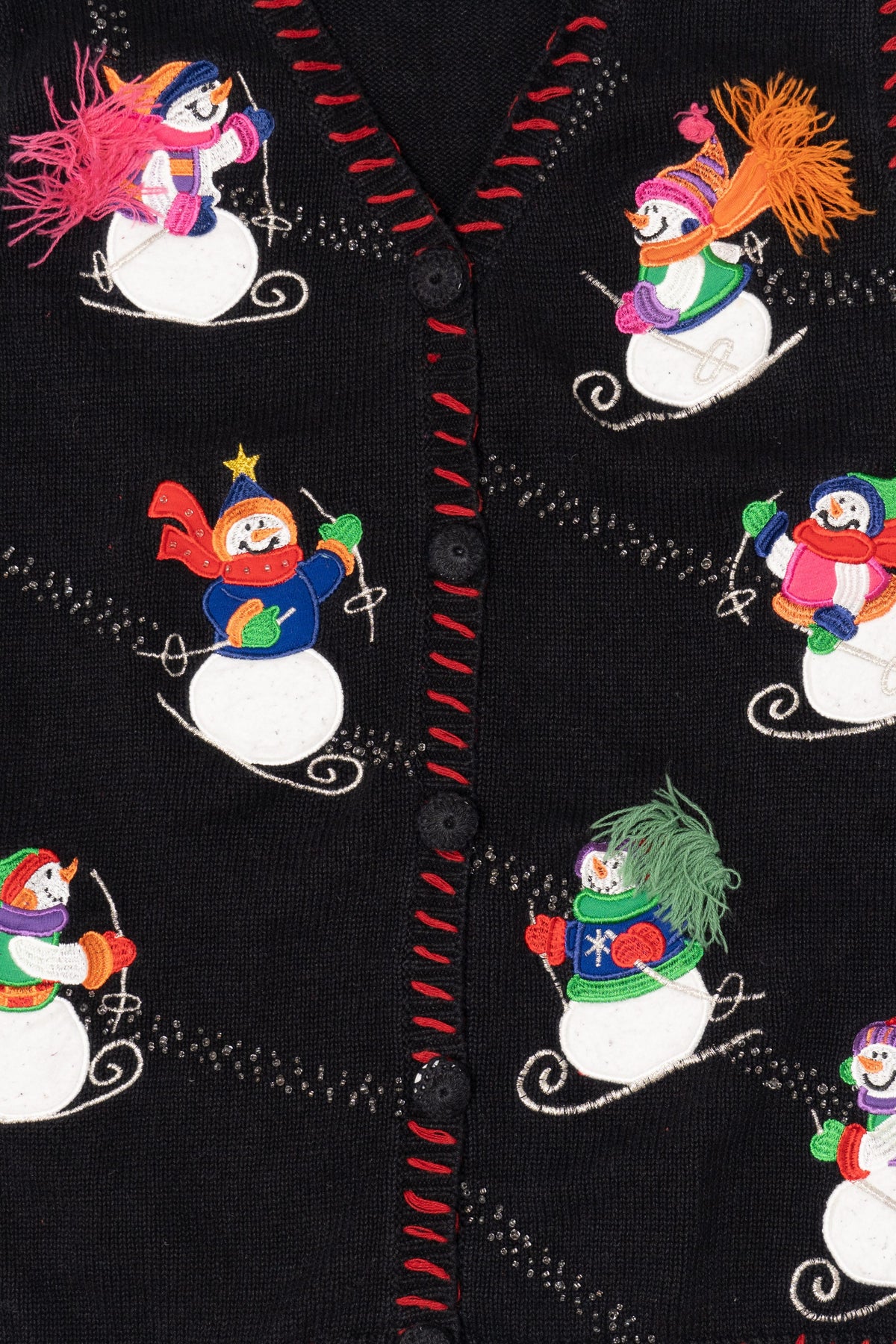Vintage Black Holiday Editions Snowmen Ugly Christmas Vest (1990s)