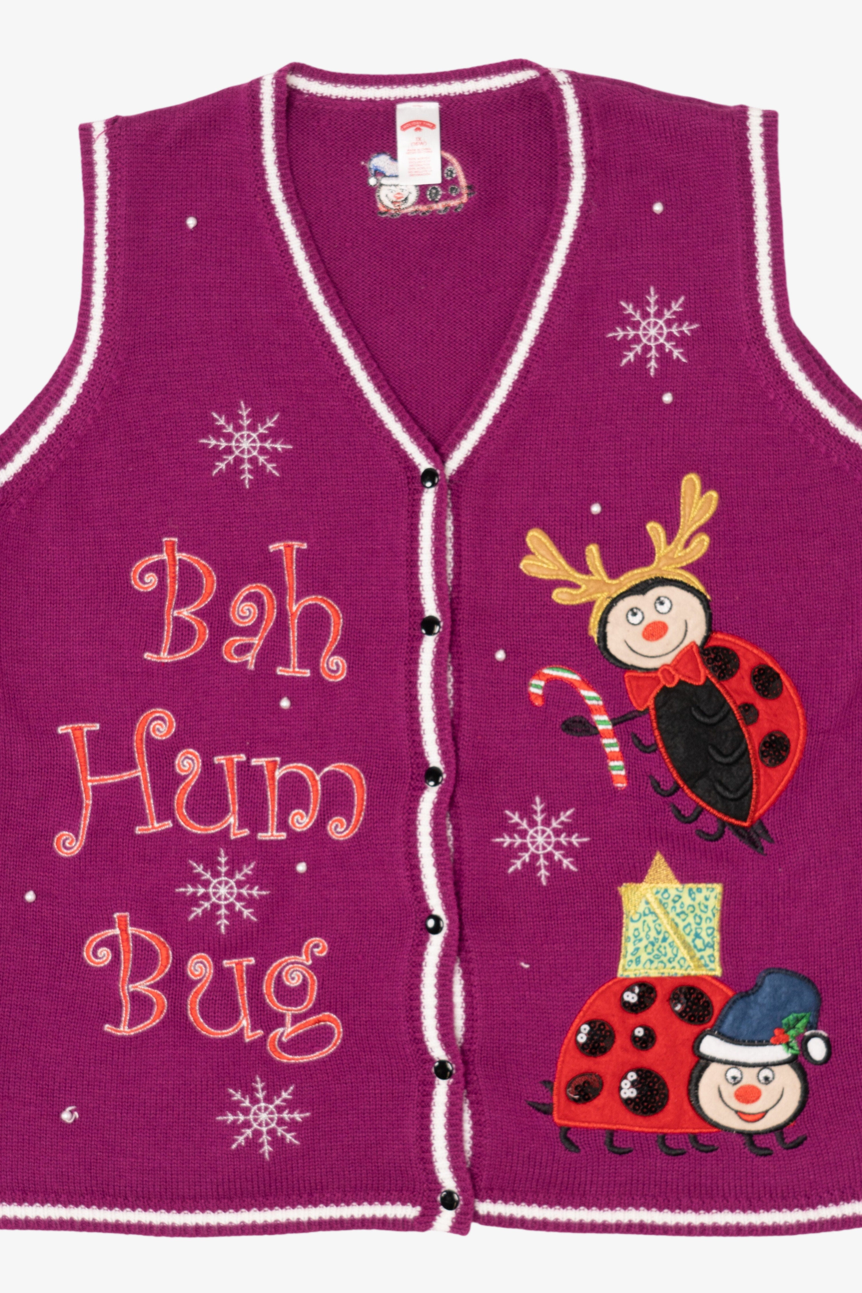 Vintage Purple Holiday Time "Bah Hum Bug" Ugly Christmas Vest (2000s)