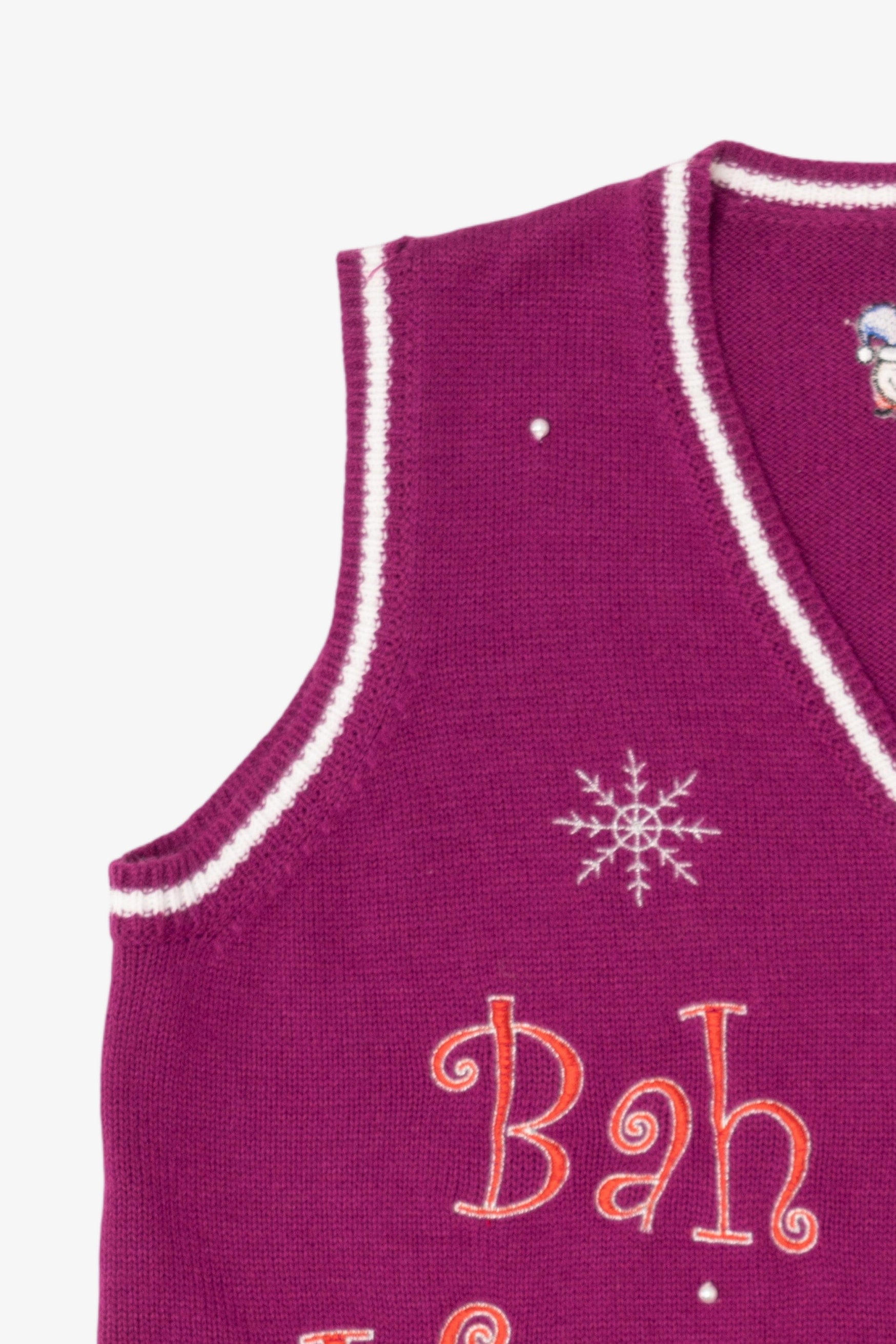 Vintage Purple Holiday Time "Bah Hum Bug" Ugly Christmas Vest (2000s)