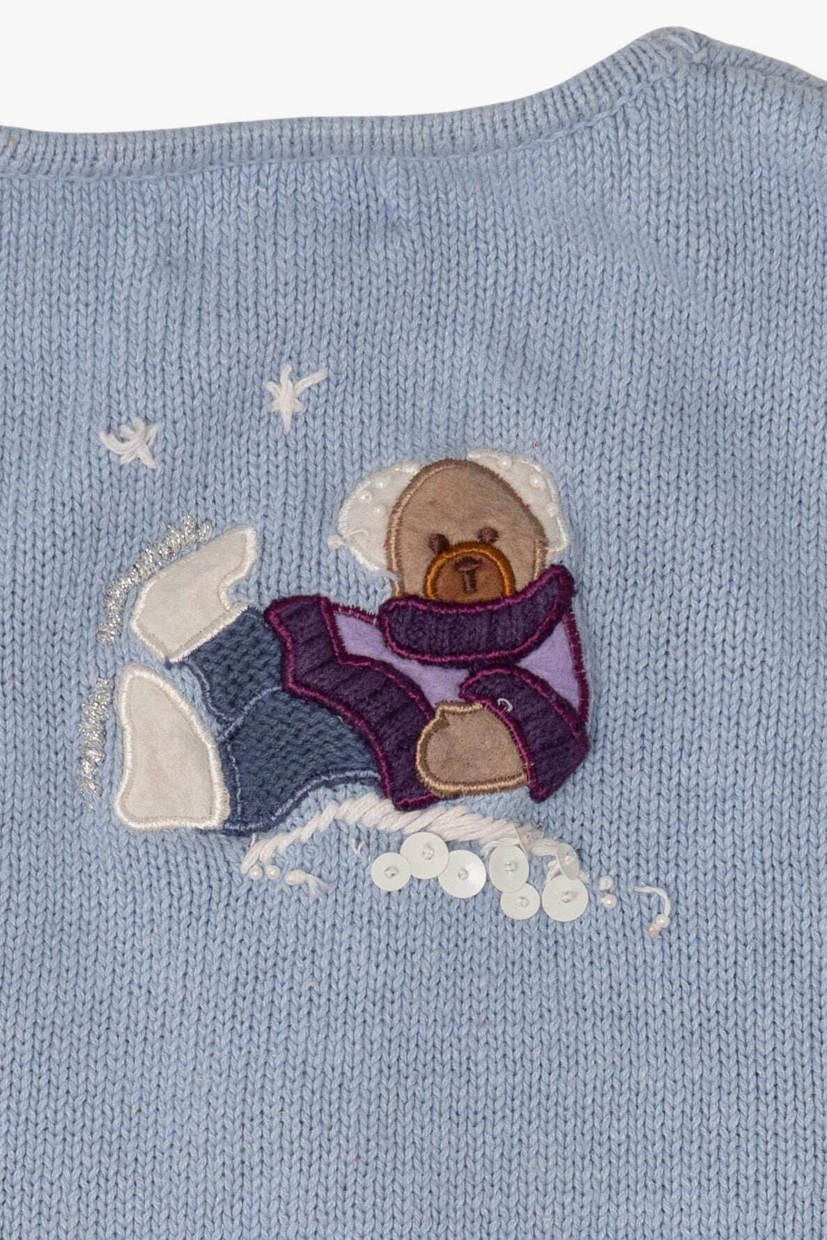 Vintage Light Blue White Stag Bears Ugly Christmas Vest (1990s)