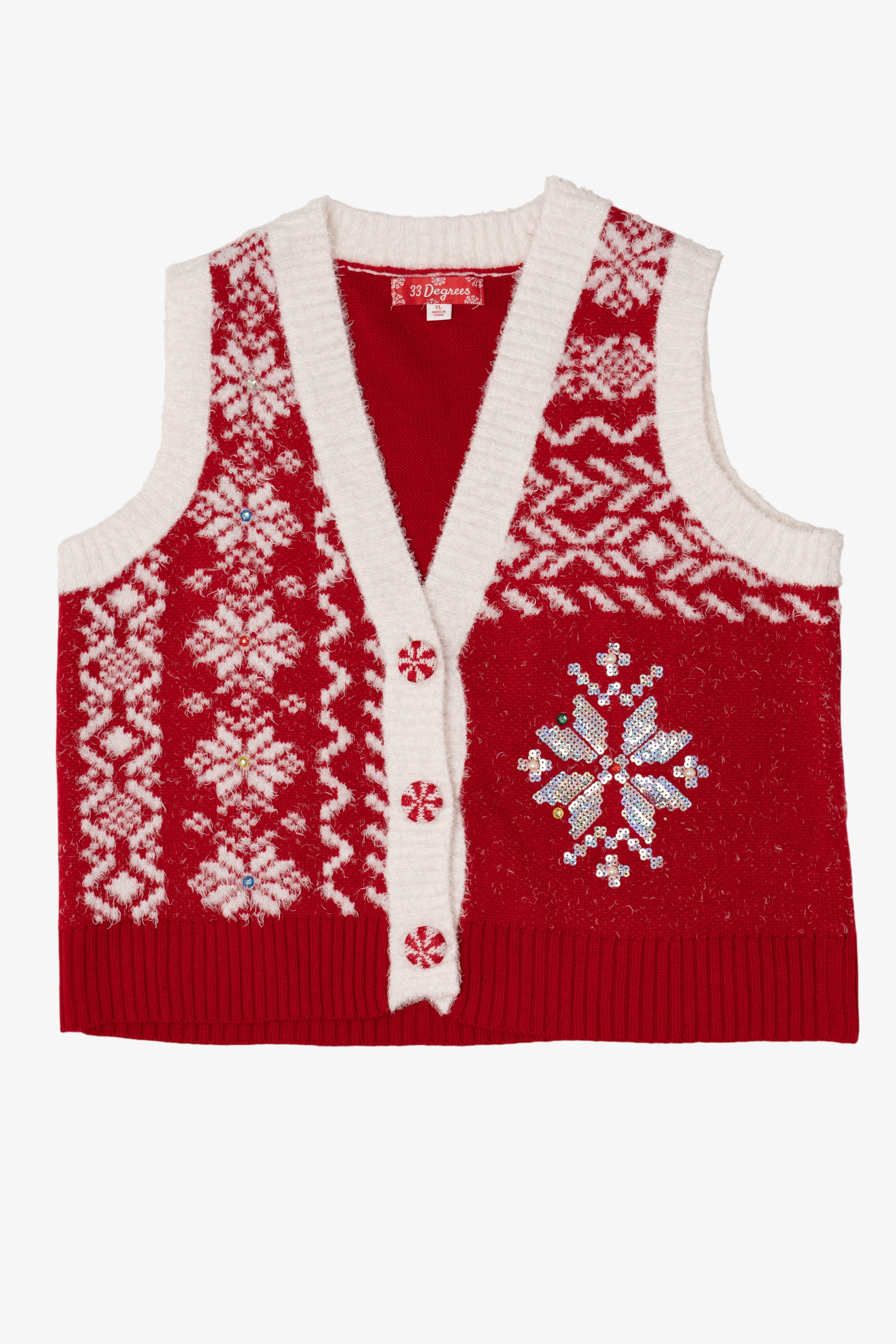 Red 33 Degrees Ugly Christmas Vest (2010s)