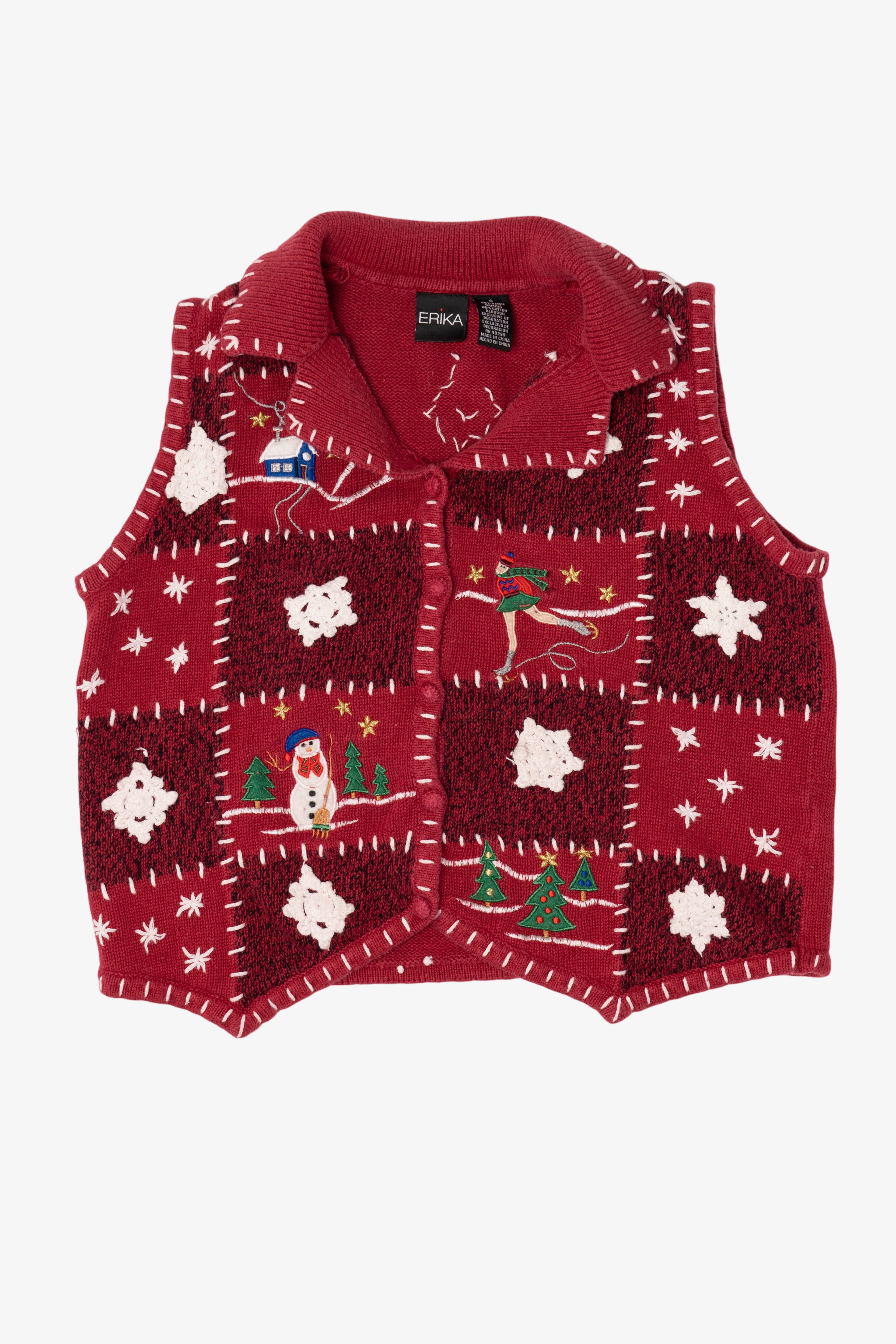 Vintage Red Erika Ugly Christmas Vest (2000s)