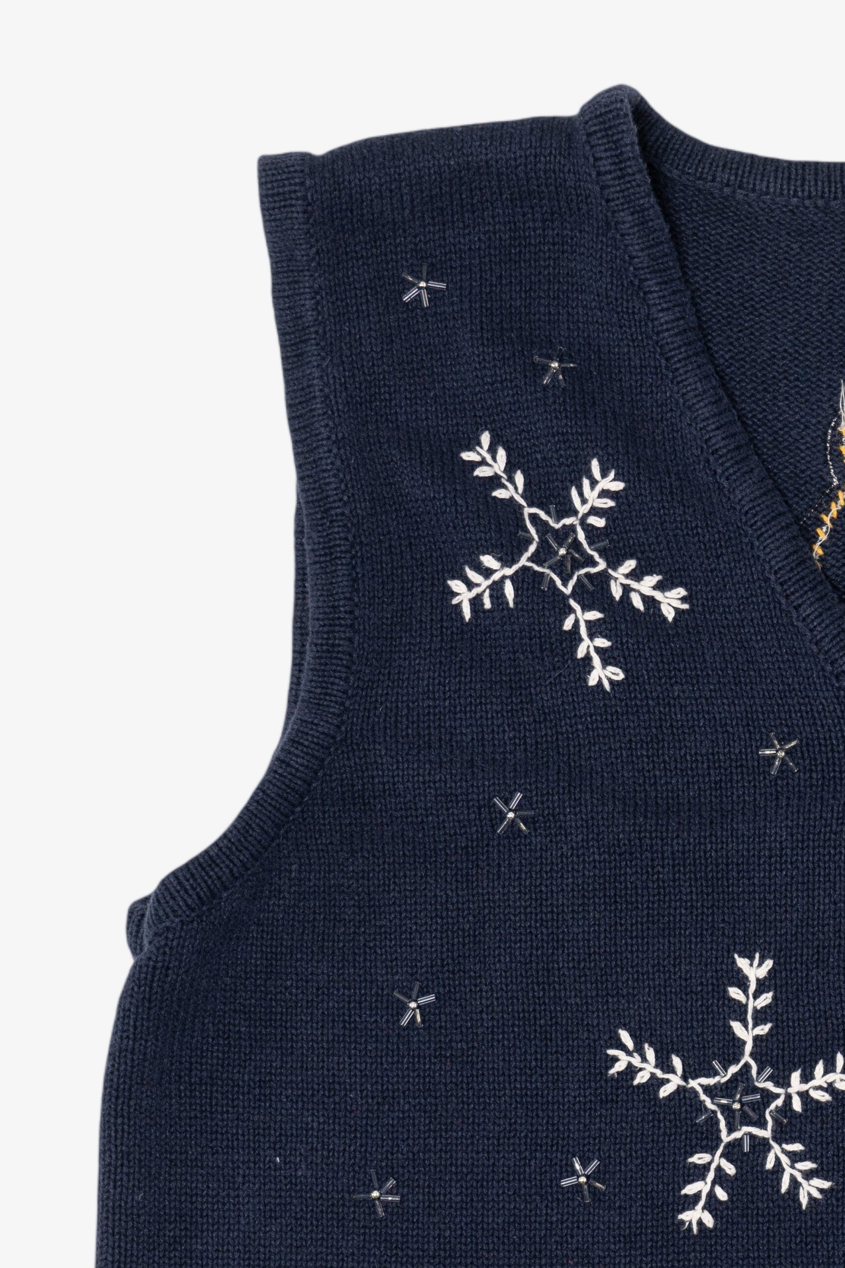 Vintage Navy Blue Bobbie Brooks Penguins Ugly Christmas Vest (1990s)