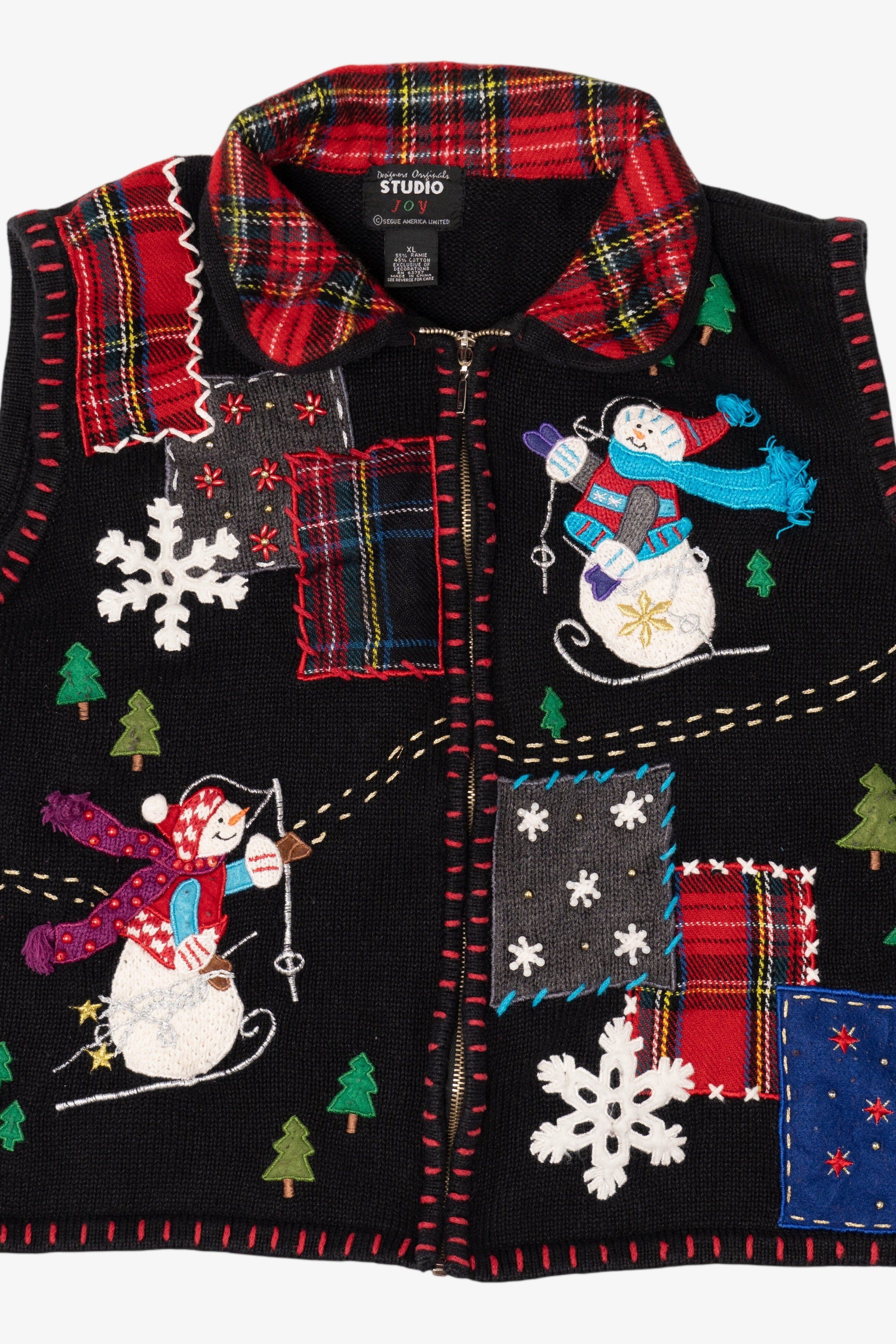 Vintage Black Studio Joy Snowmen Ugly Christmas Vest (1990s)