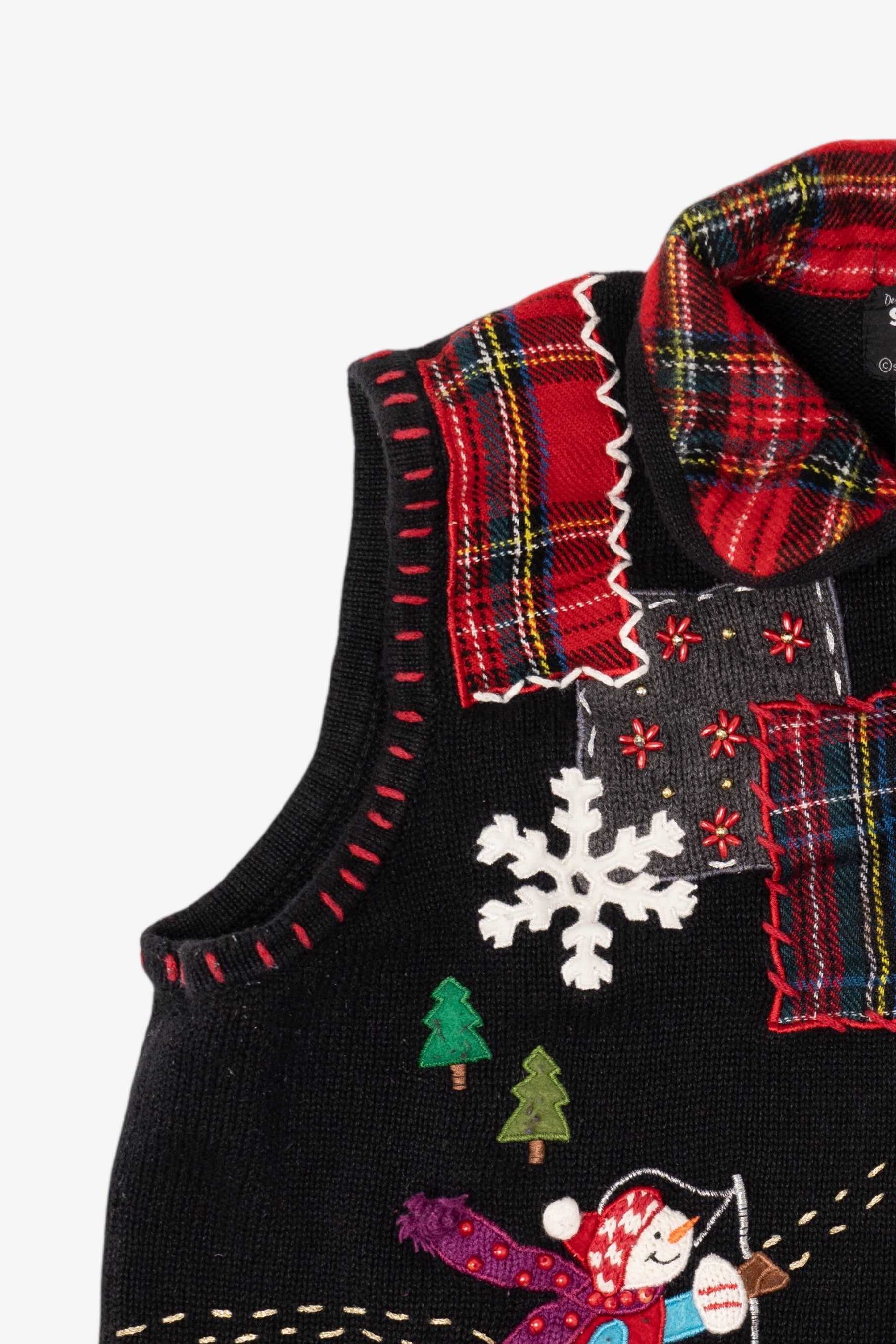 Vintage Black Studio Joy Snowmen Ugly Christmas Vest (1990s)