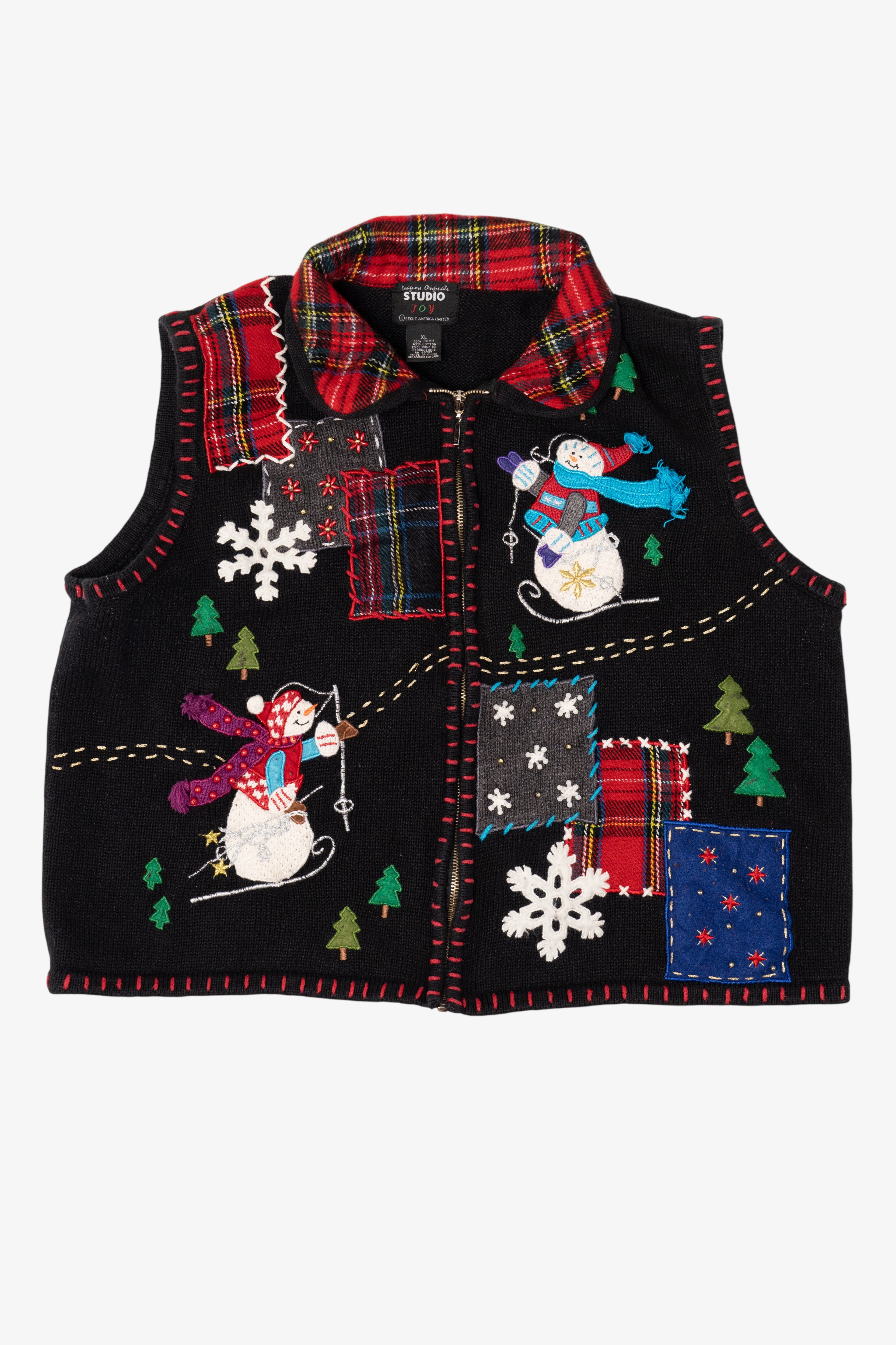 Vintage Black Studio Joy Snowmen Ugly Christmas Vest (1990s)