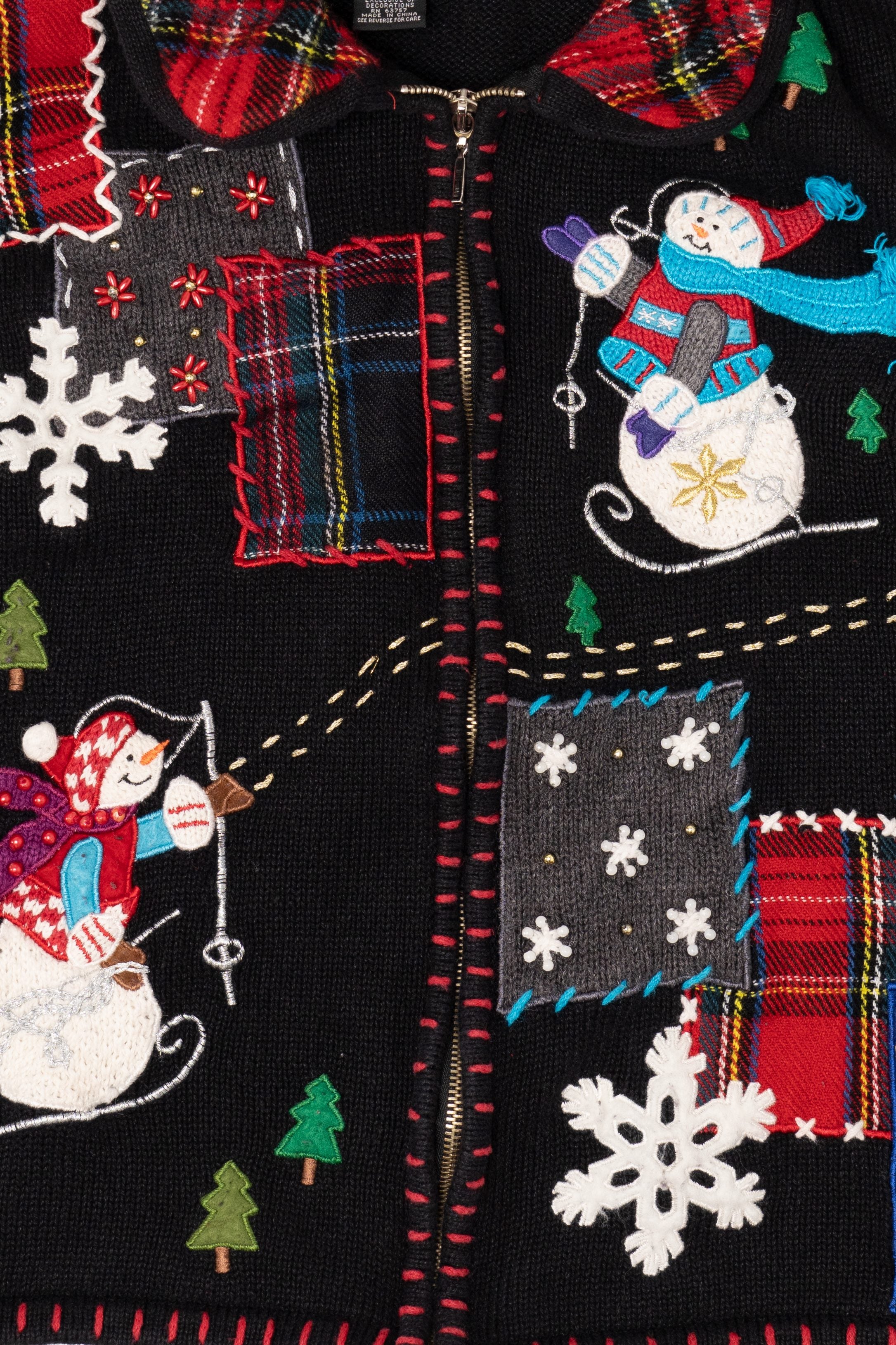 Vintage Black Studio Joy Snowmen Ugly Christmas Vest (1990s)