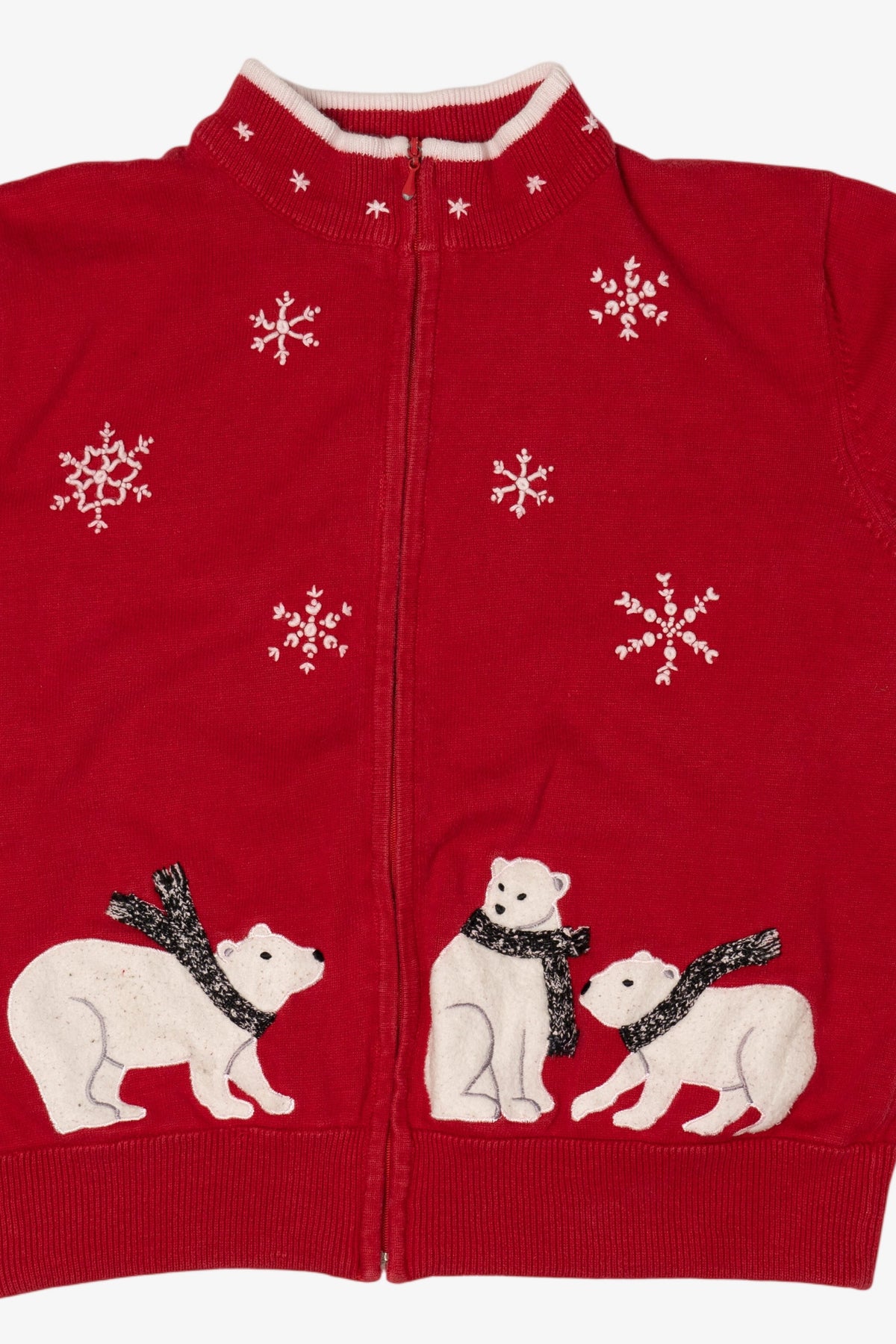 Vintage Red Coldwater Creek Polar Bears Ugly Christmas Cardigan (1990s)