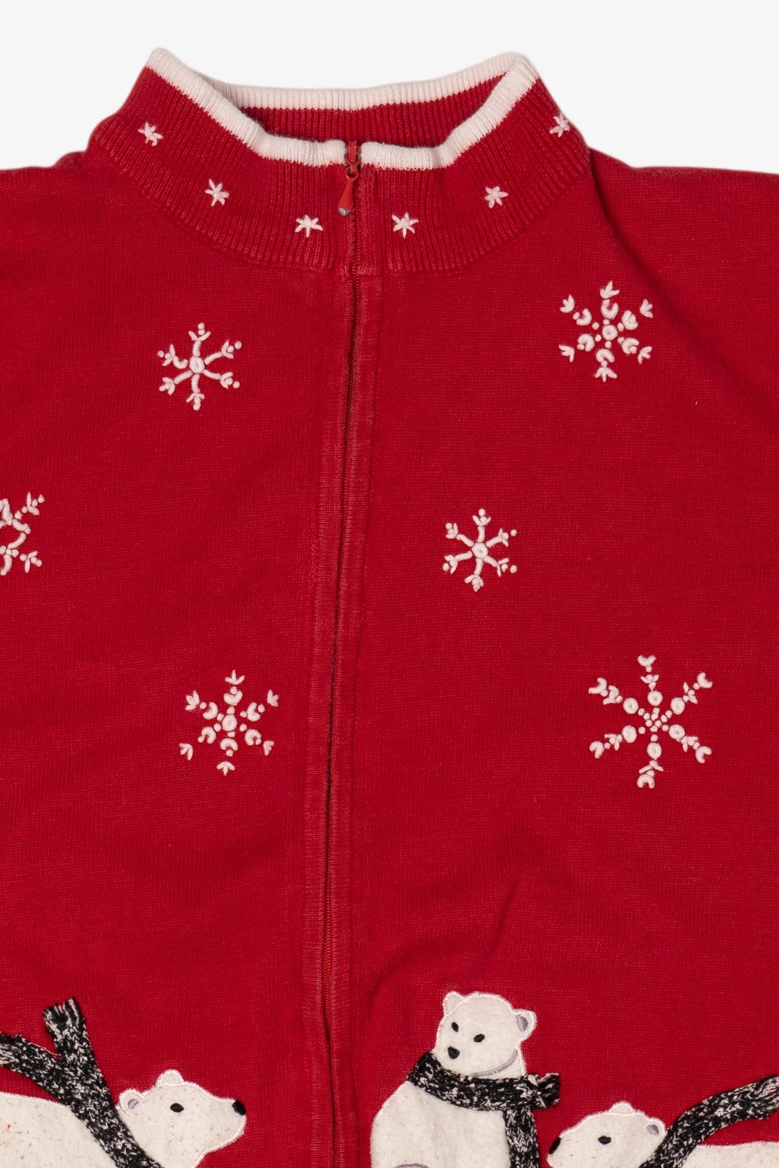 Vintage Red Coldwater Creek Polar Bears Ugly Christmas Cardigan (1990s)