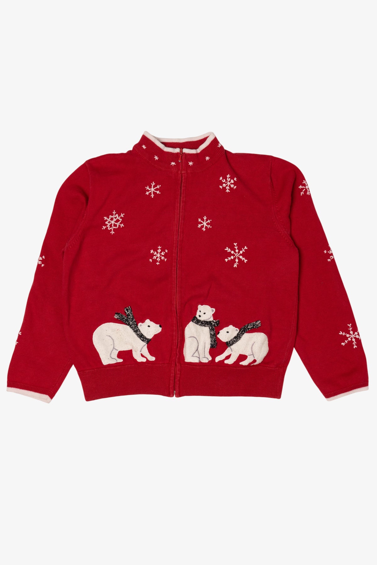 Vintage Red Coldwater Creek Polar Bears Ugly Christmas Cardigan (1990s)