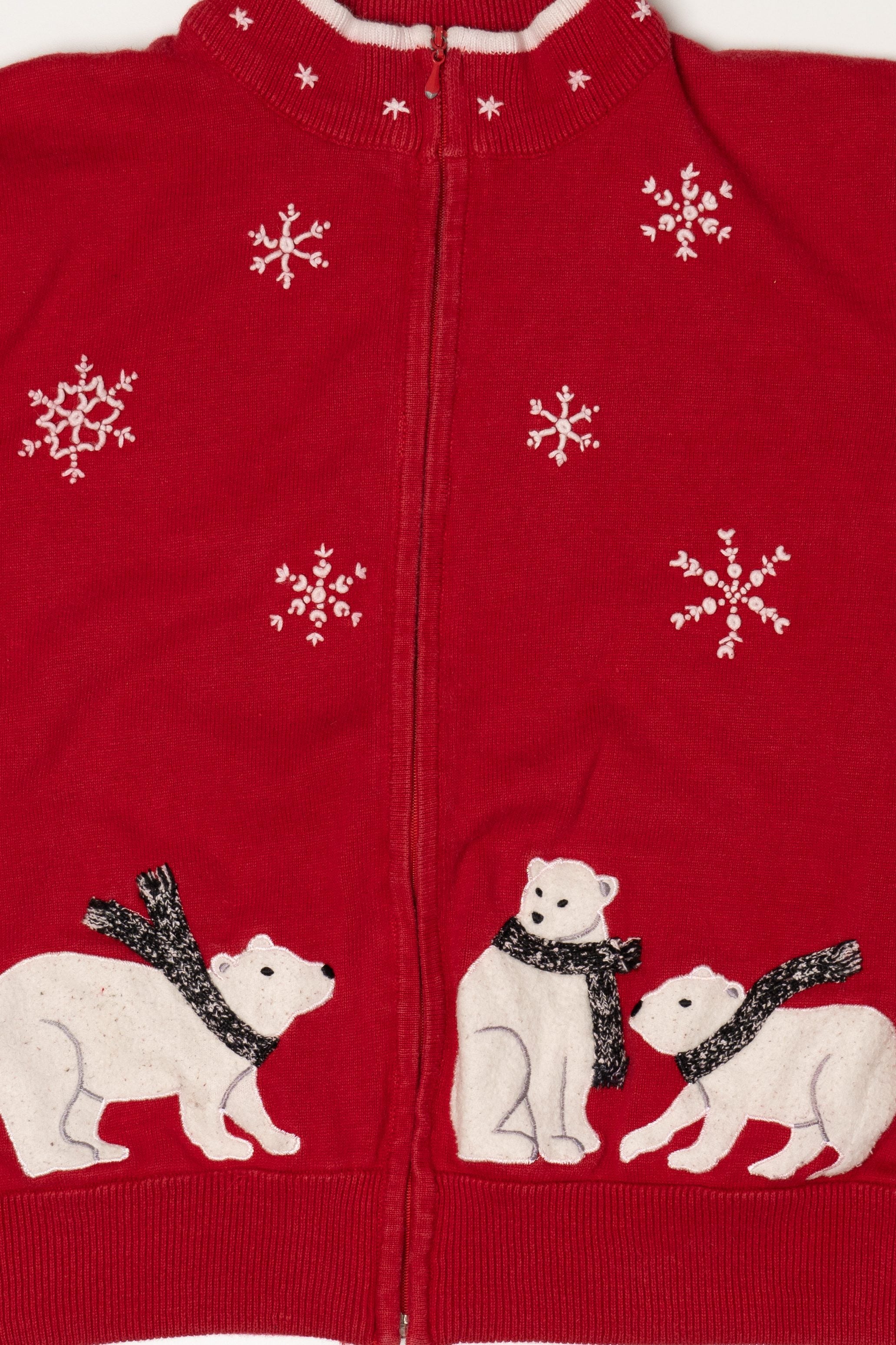 Vintage Red Coldwater Creek Polar Bears Ugly Christmas Cardigan (1990s)