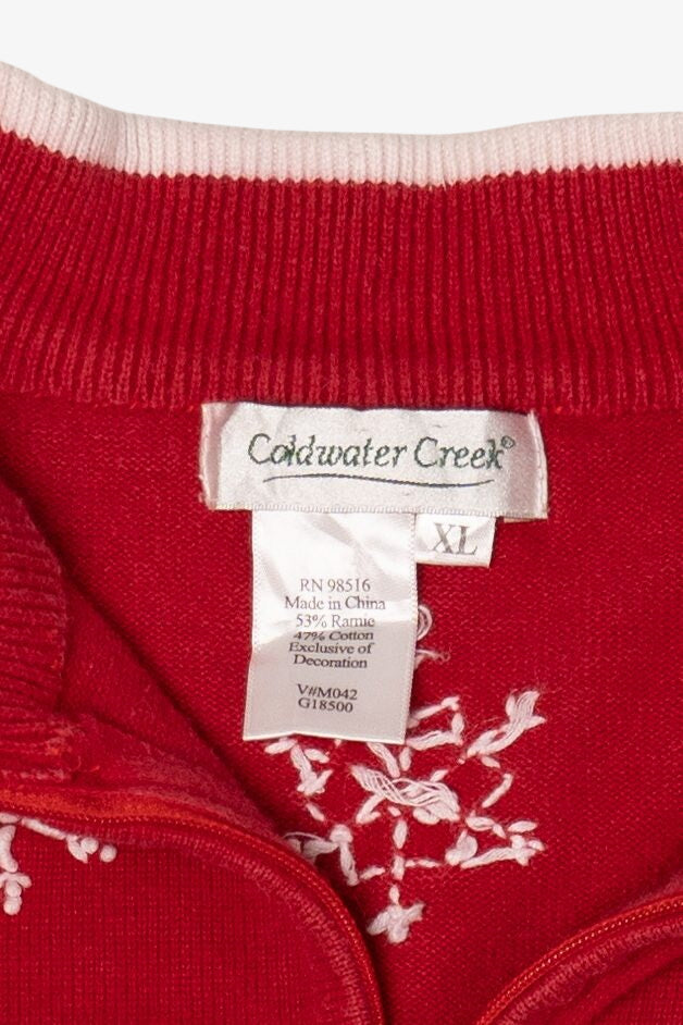 Vintage Red Coldwater Creek Polar Bears Ugly Christmas Cardigan (1990s)