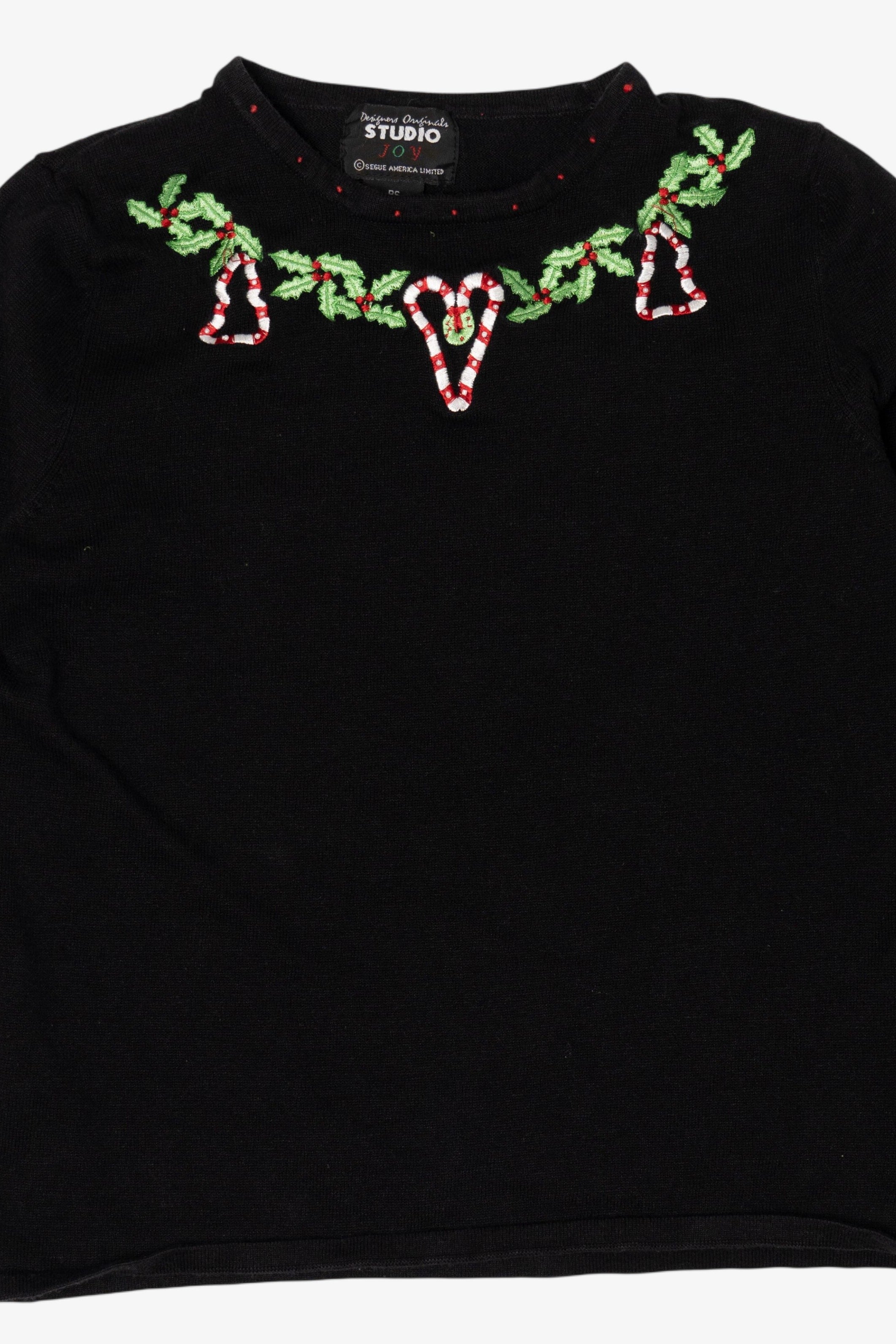 Vintage Black Studio Joy Candy Canes Ugly Christmas Pullover (2000s)