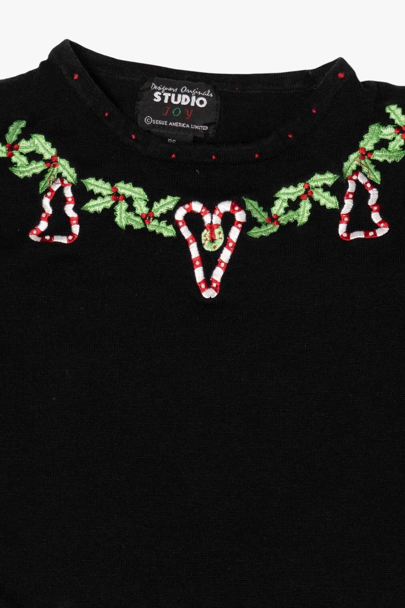 Vintage Black Studio Joy Candy Canes Ugly Christmas Pullover (2000s)