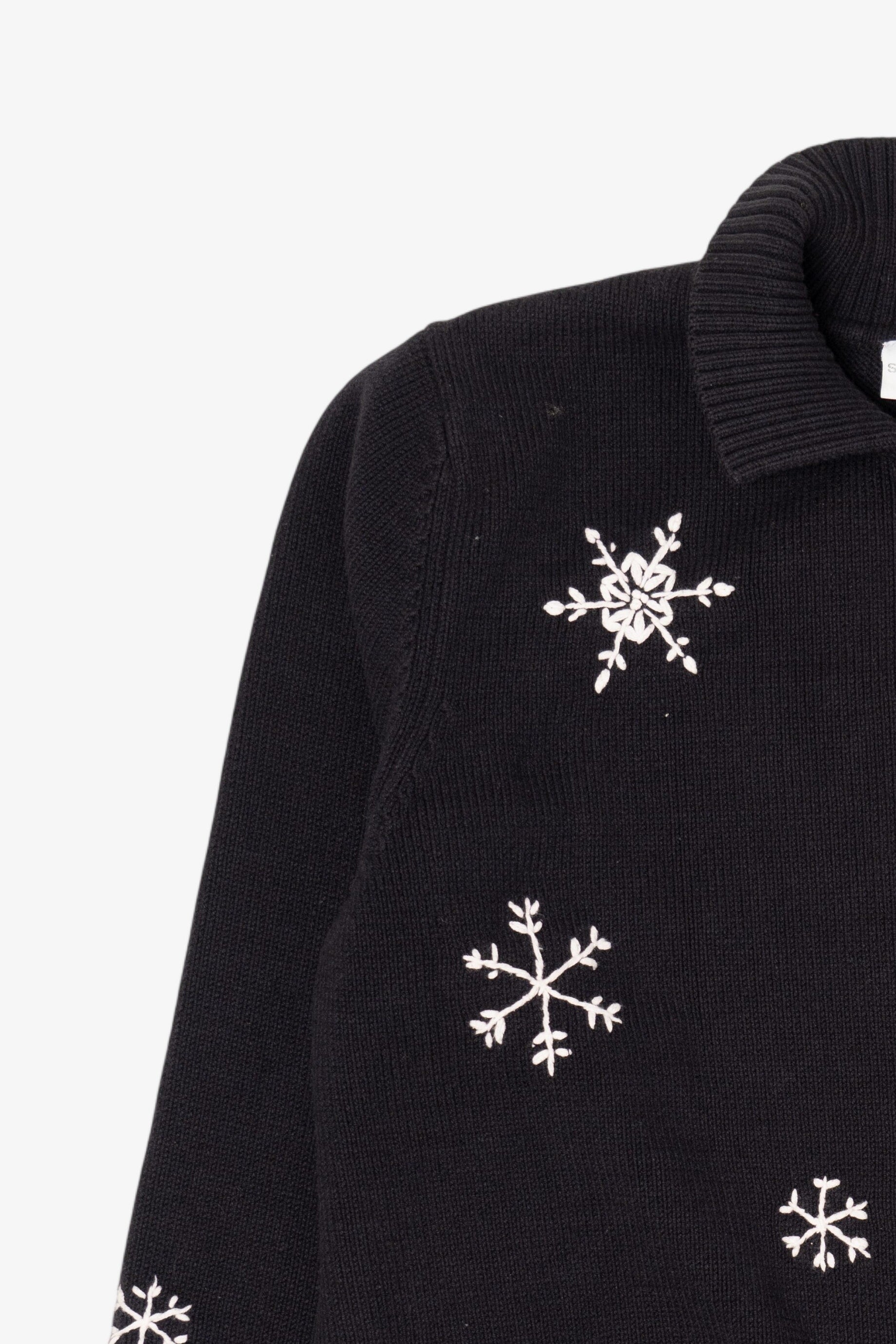 Vintage Black Sonoma Snowflakes Ugly Christmas Cardigan (2000s)