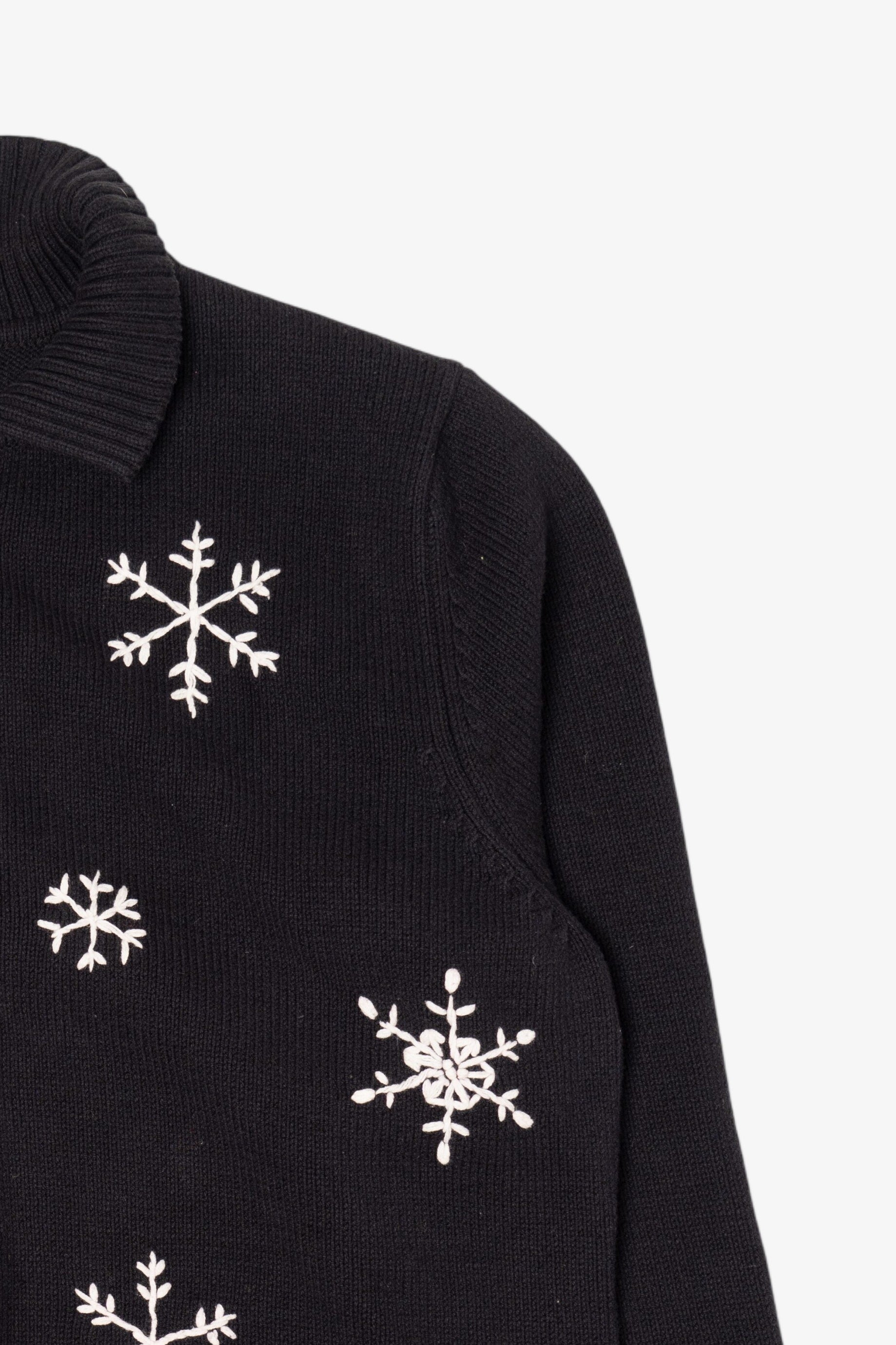 Vintage Black Sonoma Snowflakes Ugly Christmas Cardigan (2000s)