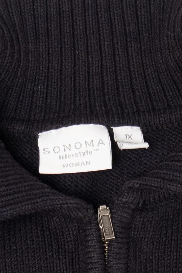 Vintage Black Sonoma Snowflakes Ugly Christmas Cardigan (2000s)
