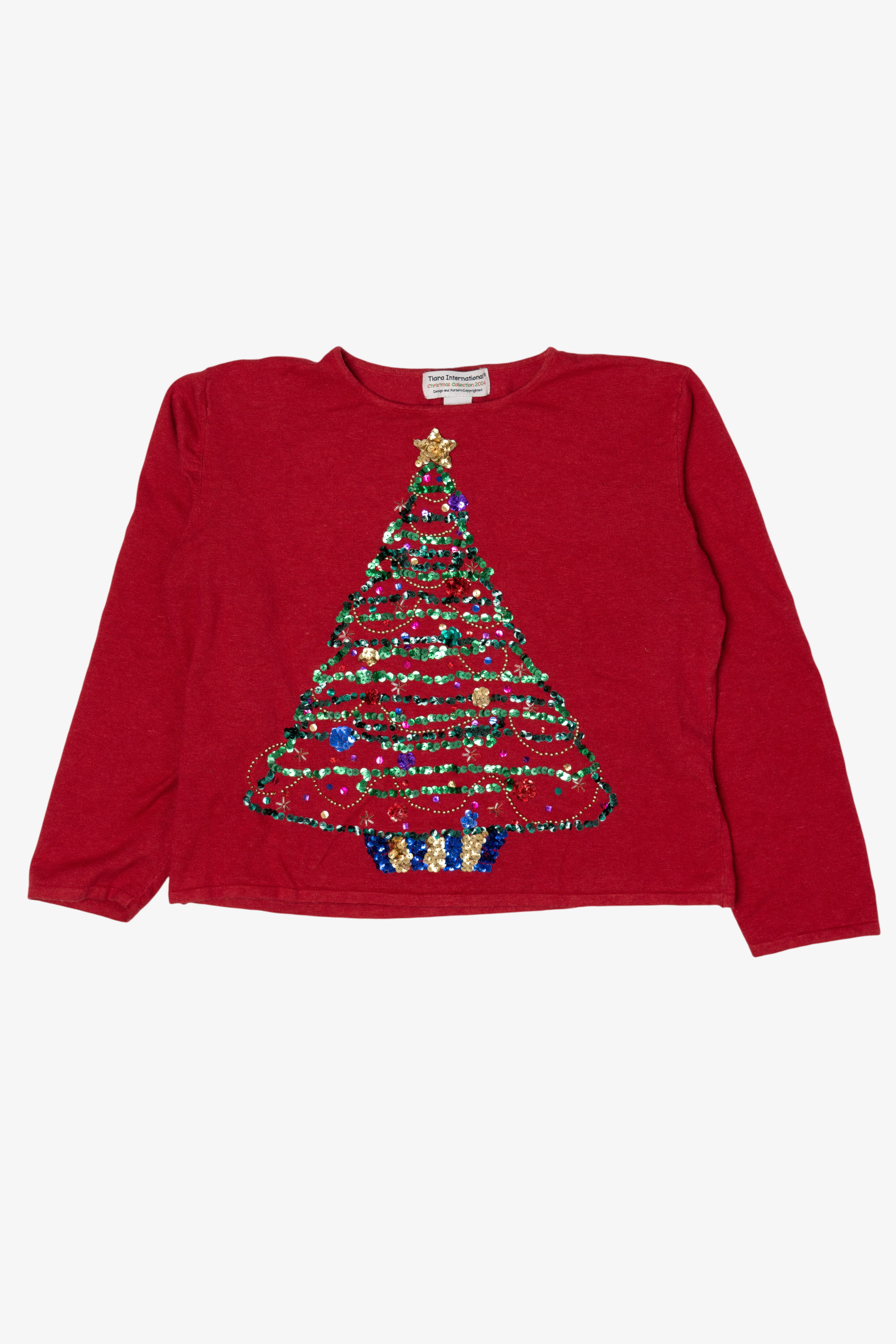 Vintage Red Tiara International Tree Ugly Christmas Pullover (2000s)