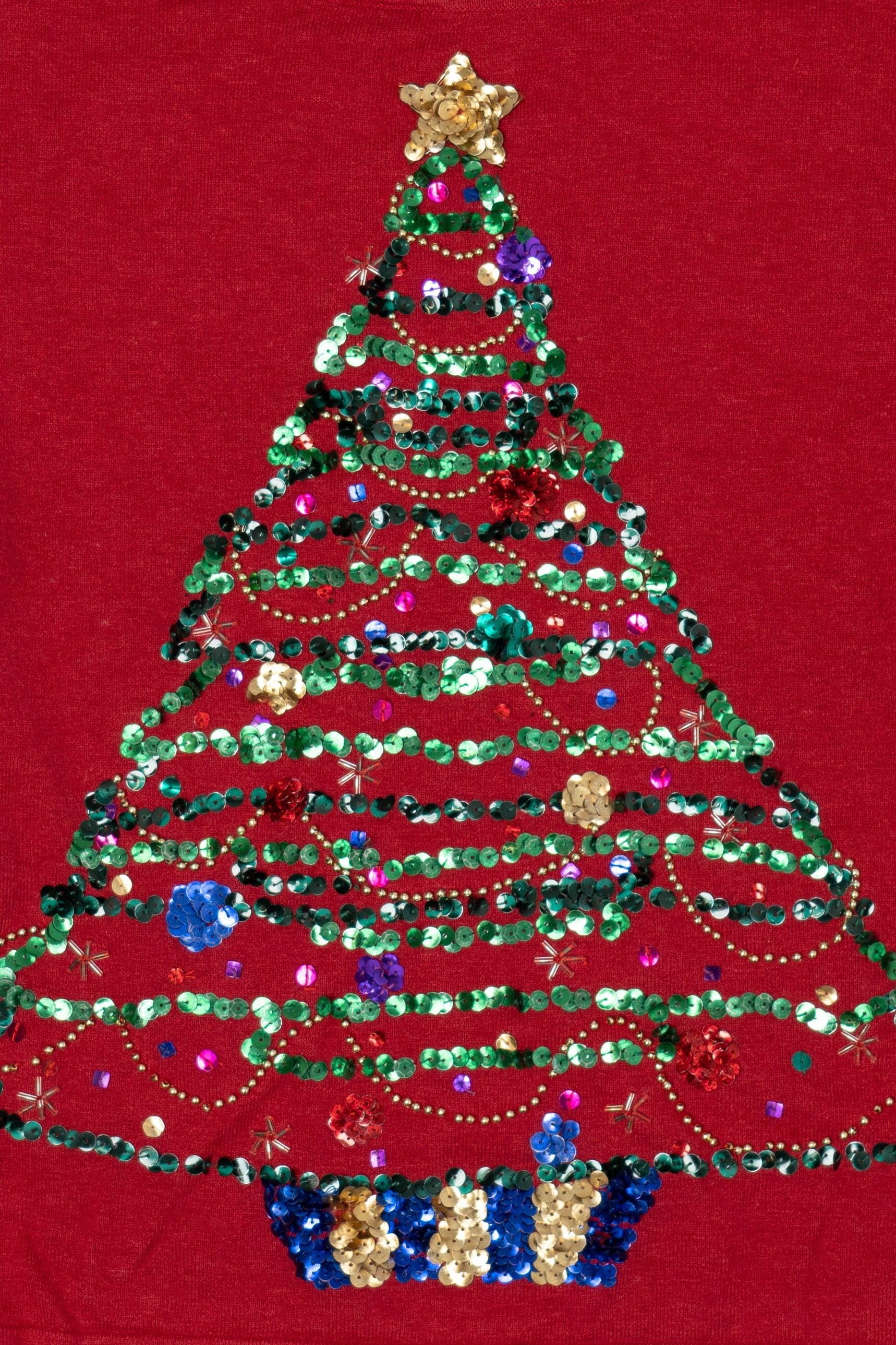 Vintage Red Tiara International Tree Ugly Christmas Pullover (2000s)