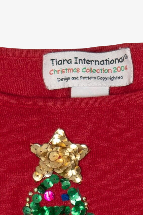 Vintage Red Tiara International Tree Ugly Christmas Pullover (2000s)