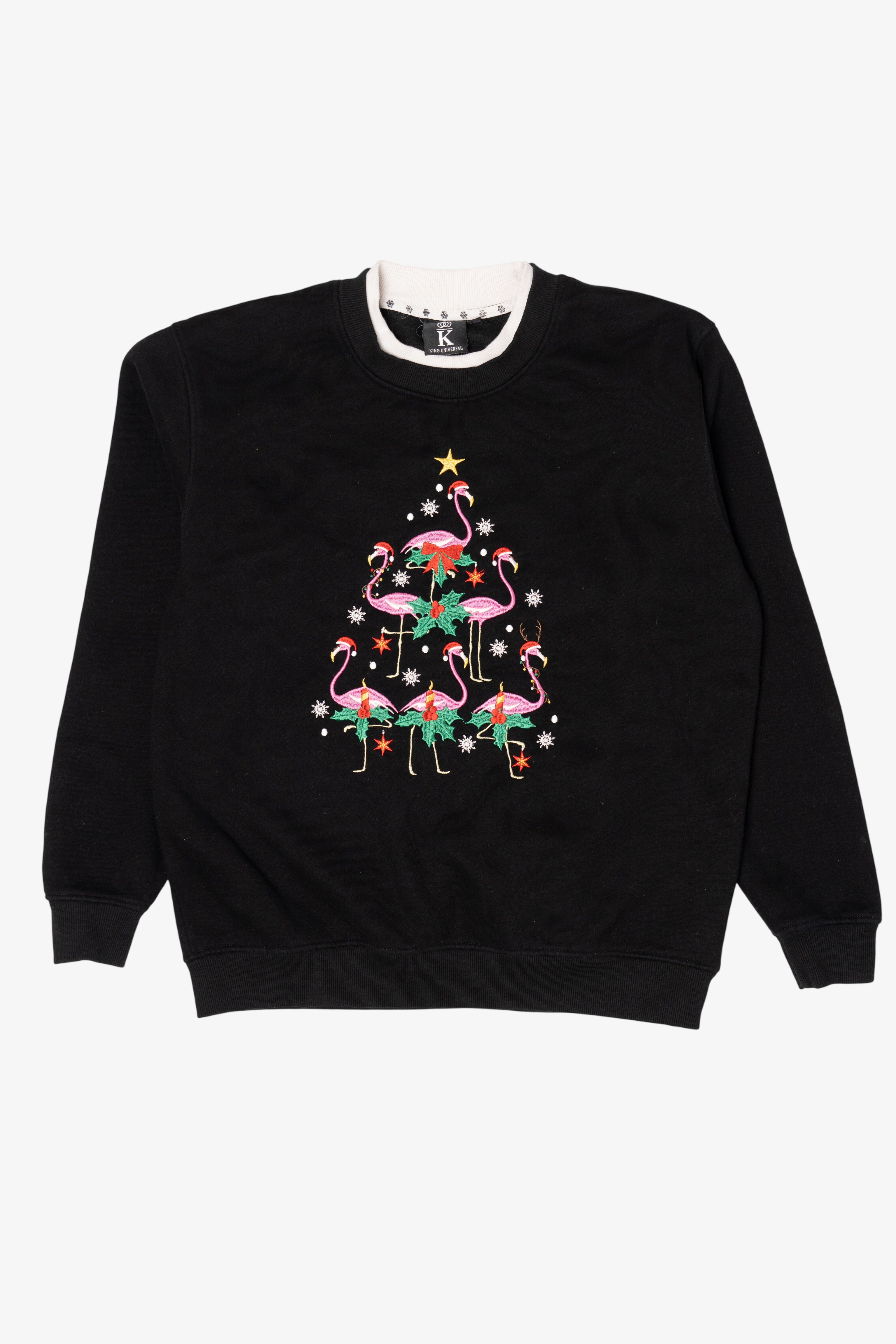 Vintage Black King Universal Flamingos Christmas Sweatshirt (2000s)