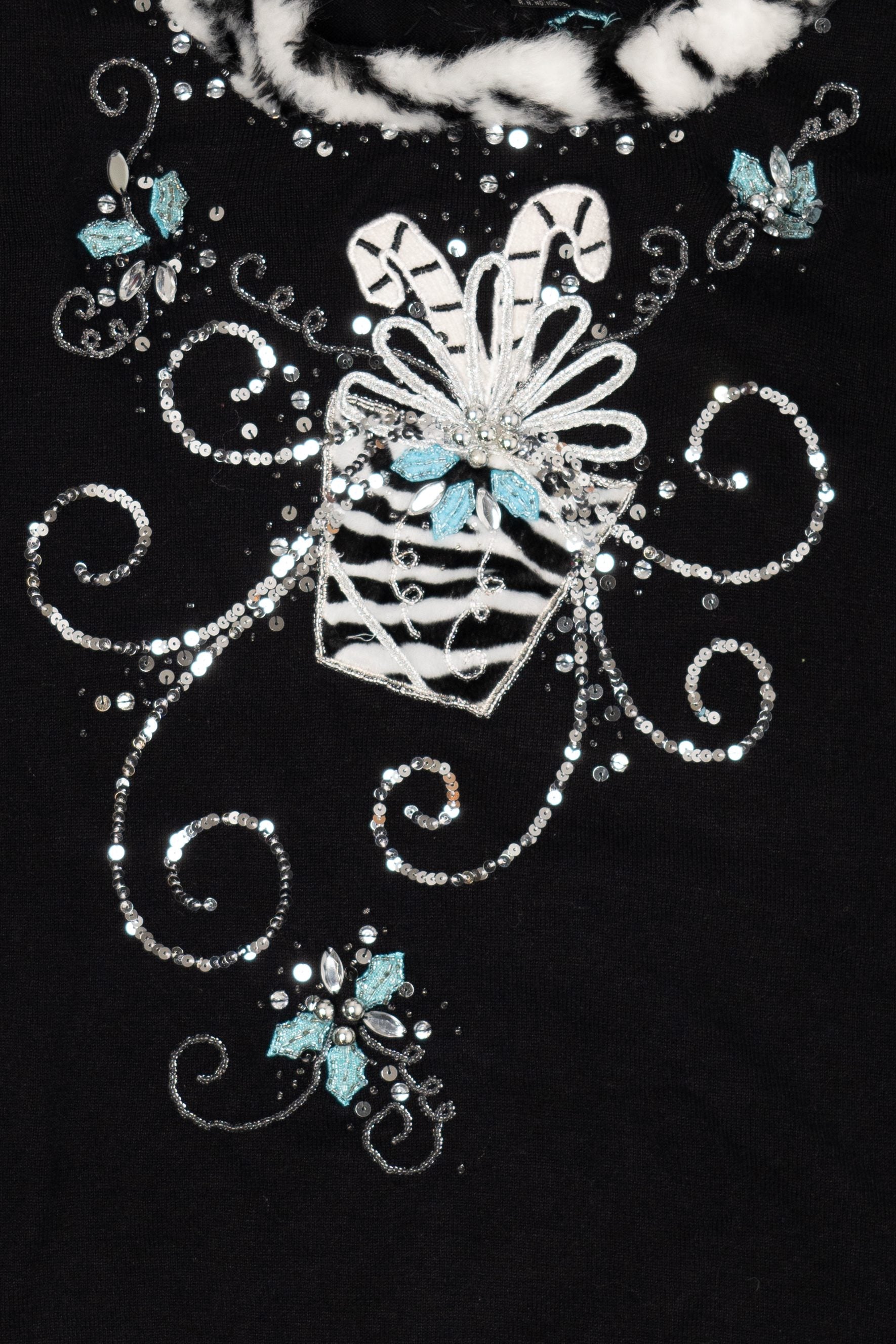 Vintage Black Berek Presents Ugly Christmas Pullover (1990s)