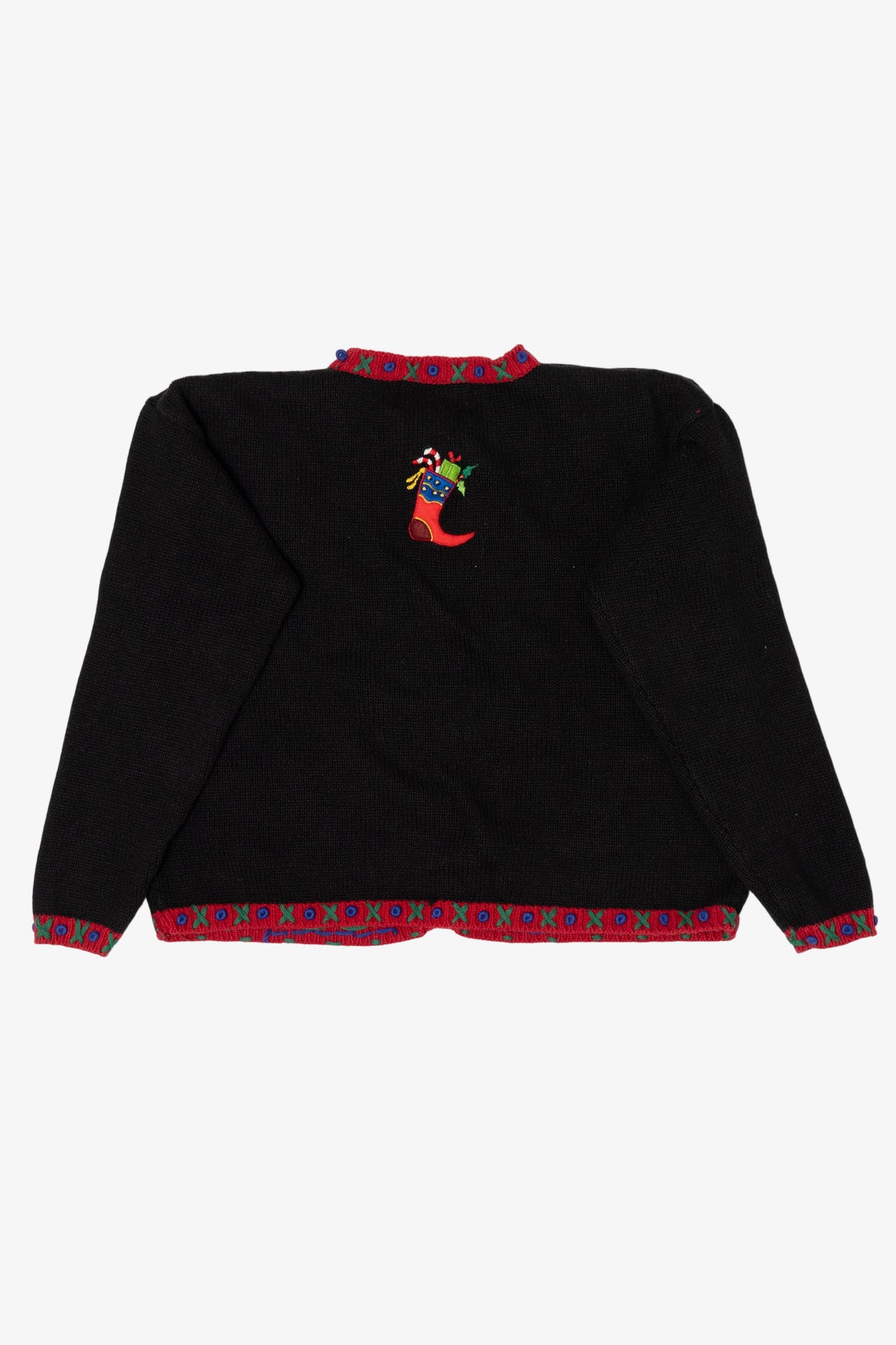 Vintage Black Heirloom Collectible Stockings Ugly Christmas Cardigan (2000s)