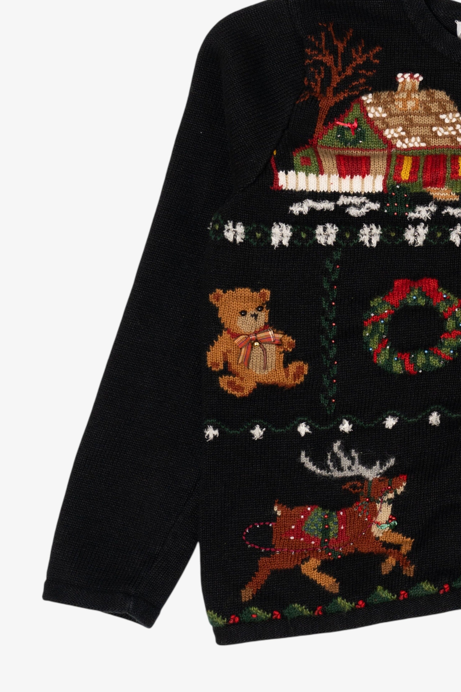 Vintage Black Dress Barn Ugly Christmas Cardigan (1990s)