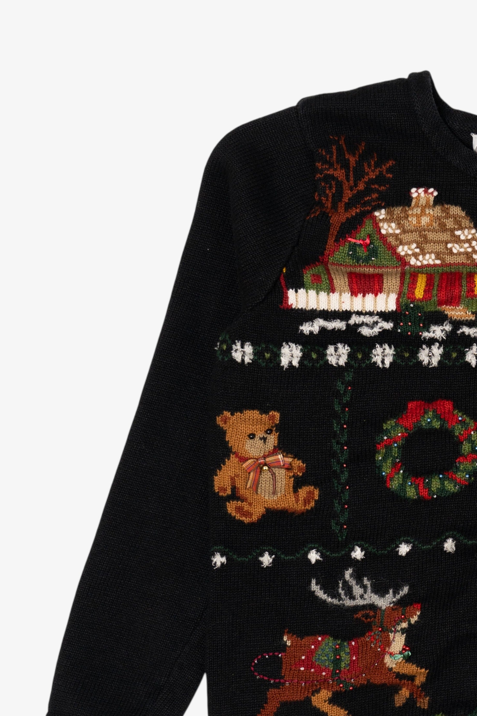Vintage Black Dress Barn Ugly Christmas Cardigan (1990s)