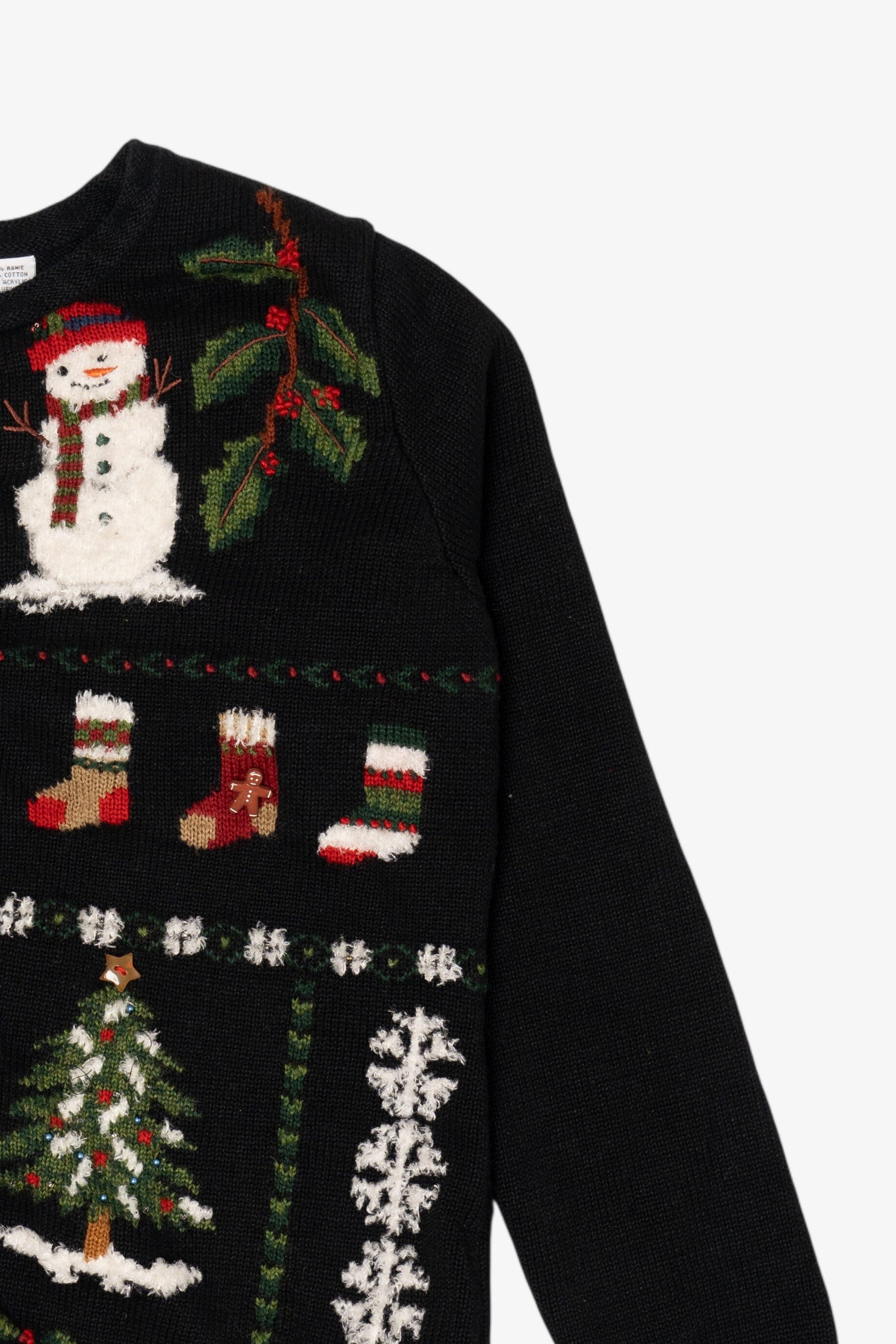 Vintage Black Dress Barn Ugly Christmas Cardigan (1990s)